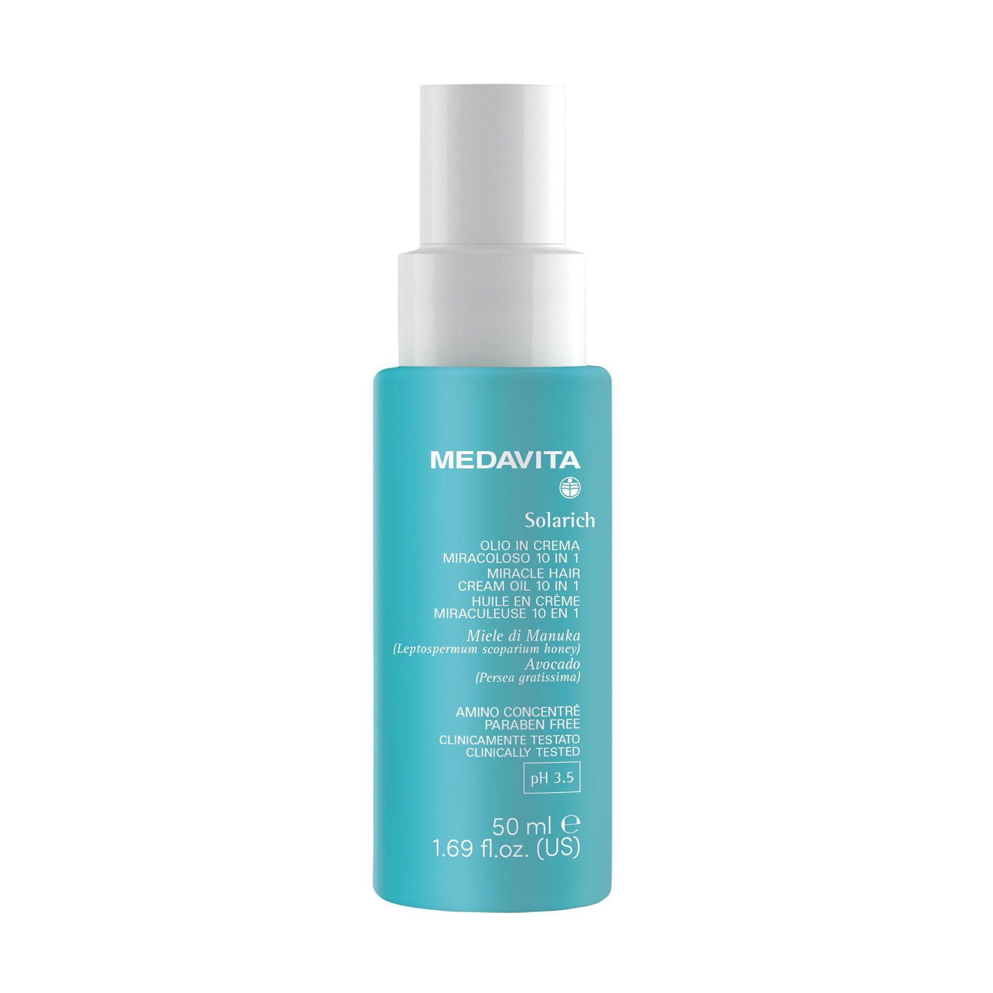Захисна крем-олія для волосся 10 в 1 Medavita Solarich Miracle Hair Cream Oil pH 3.5 із дзеркальним ефектом, 50 мл