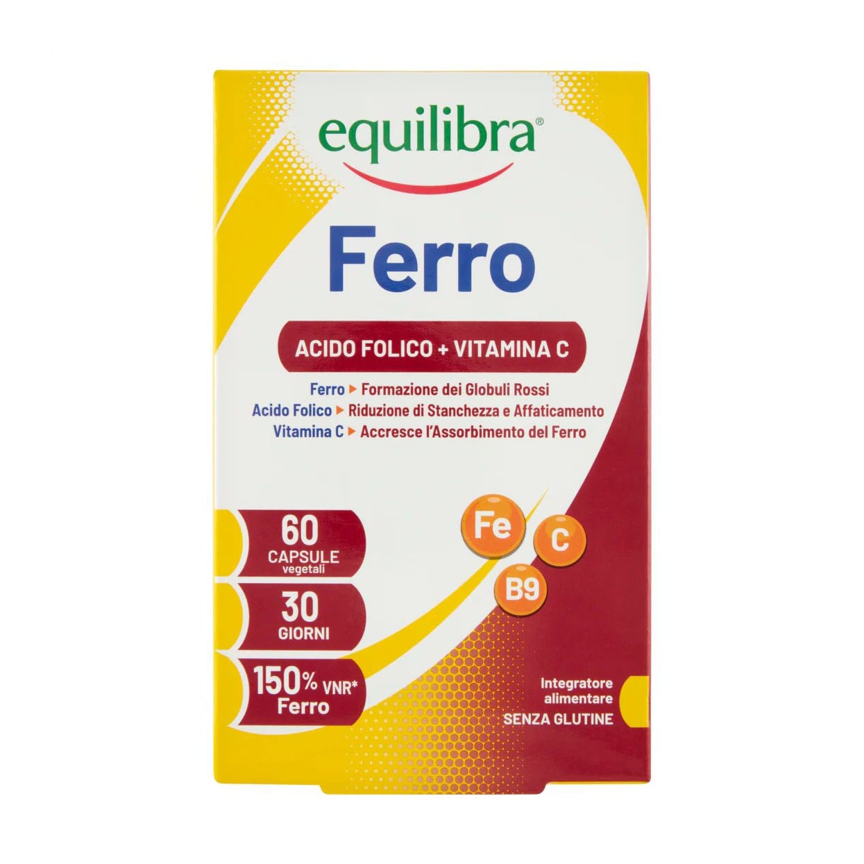 Залізо, фолієва кислота та вітамін С equilibra Ferro Acido Folico + Vitamina C, 60 капсул