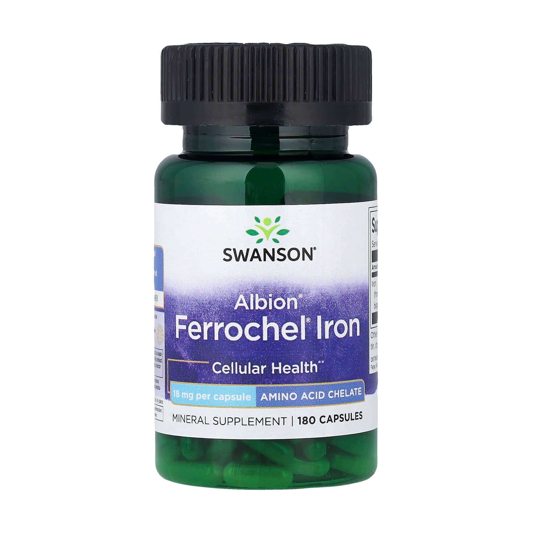 Залізо Swanson Chelated Ferrochel Iron 18 мг, 180 капсул
