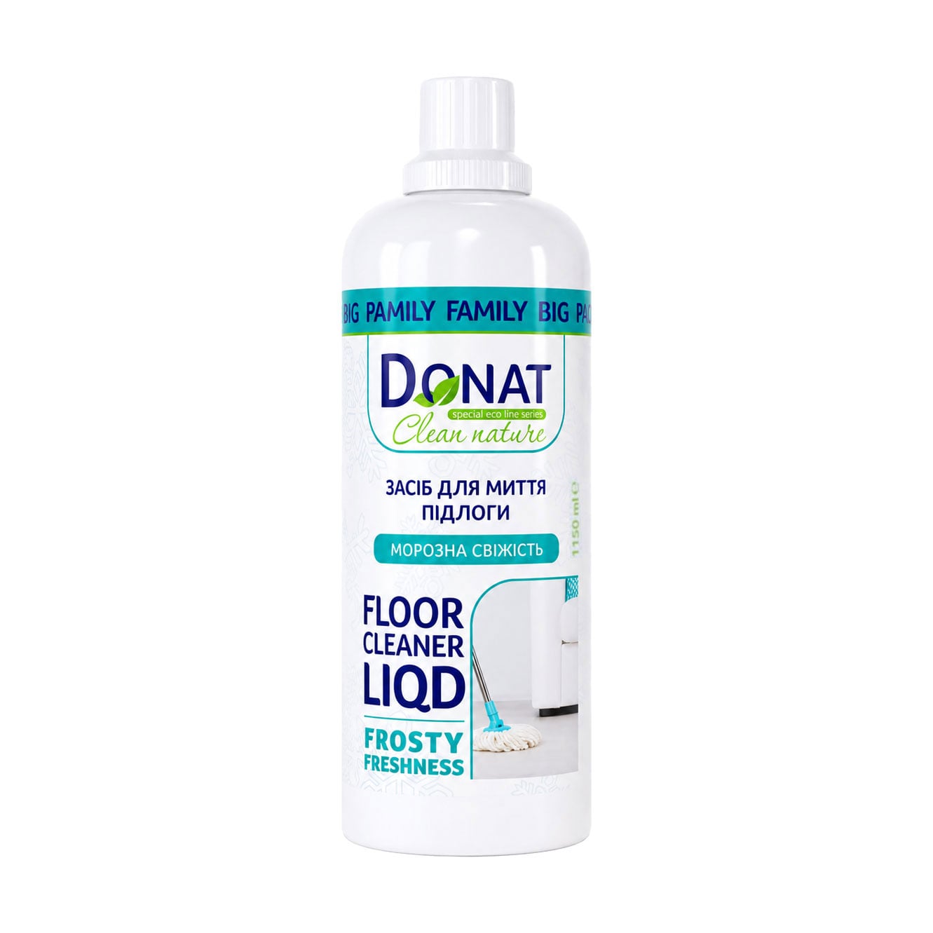 Засіб для миття підлоги Donat Clean Nature Floor Cleaner Liqd Frosty Freshness Морозна свіжість, 1.15 л
