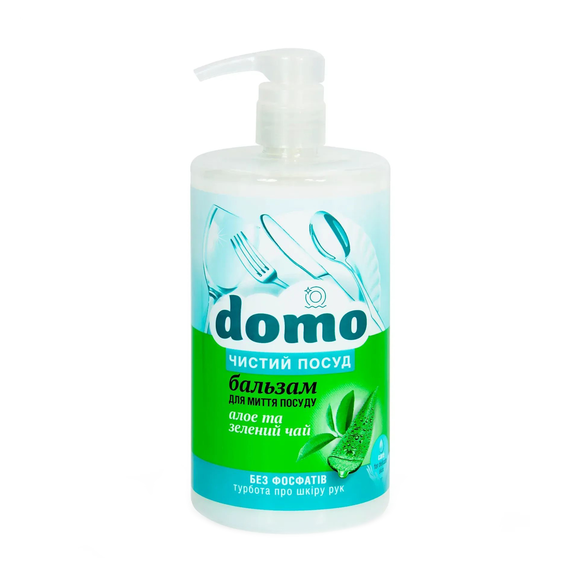 Засiб для миття посуду domo Чистий посуд, з ароматом алое та зеленого чаю, 950 мл