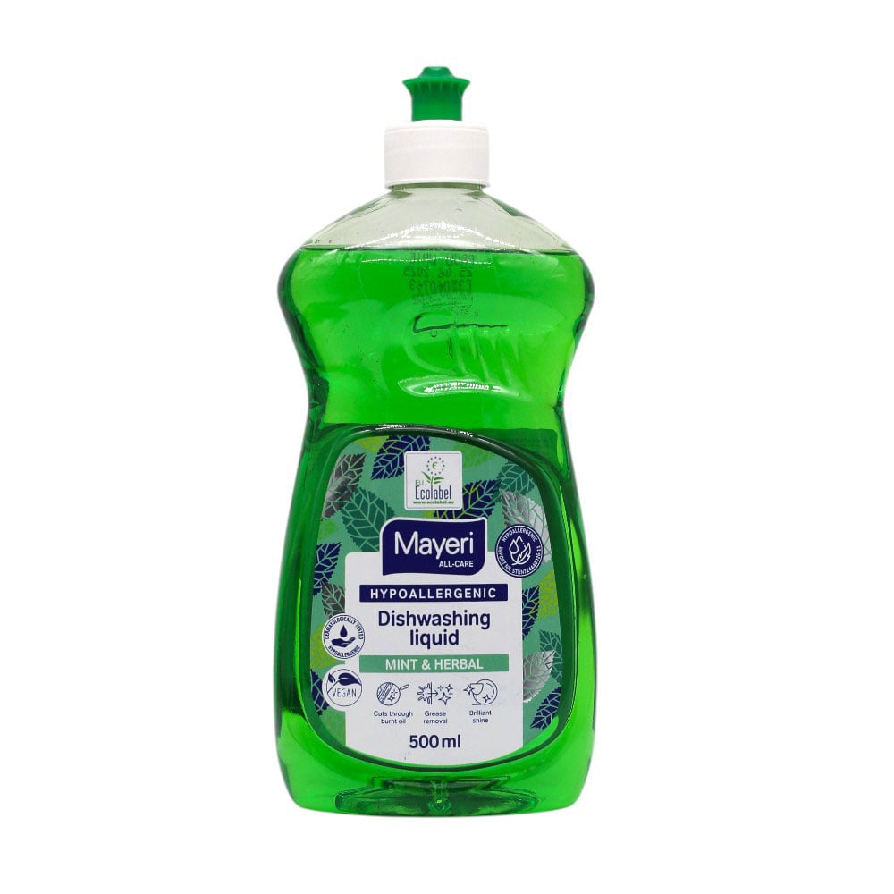 Засіб для миття посуду Mayeri Hypoallergenic Dishwashing Liquid М'ята та рослинні екстракти, 500 мл