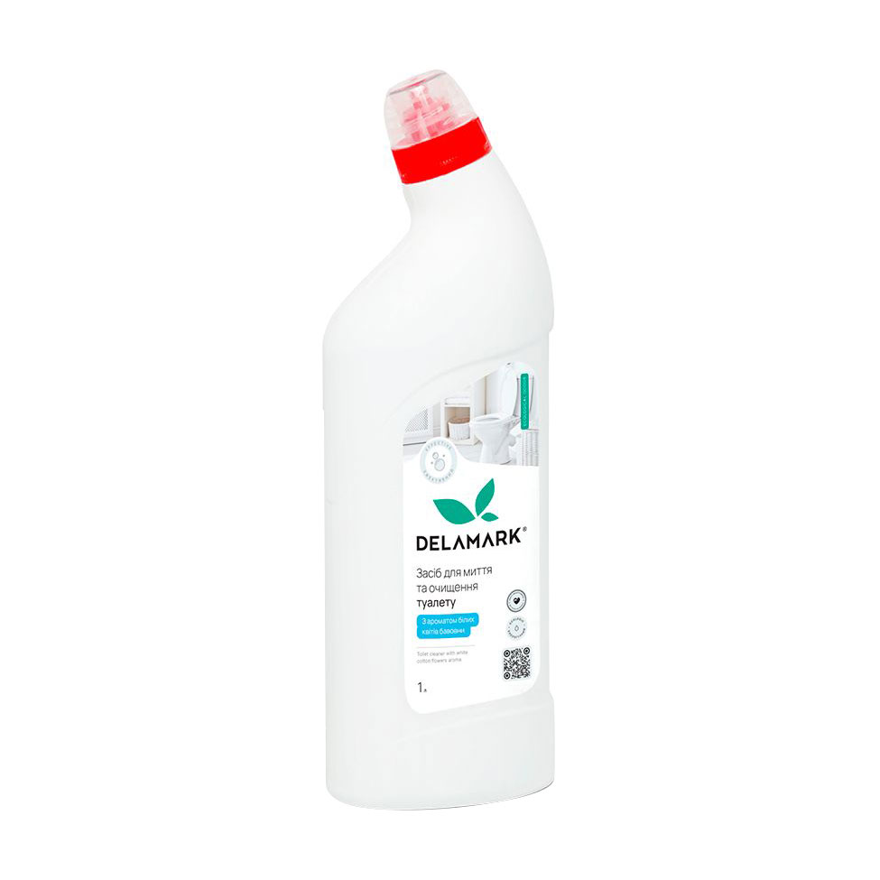 Засіб для миття туалету DeLaMark Білі квіти бавовни, 1 л