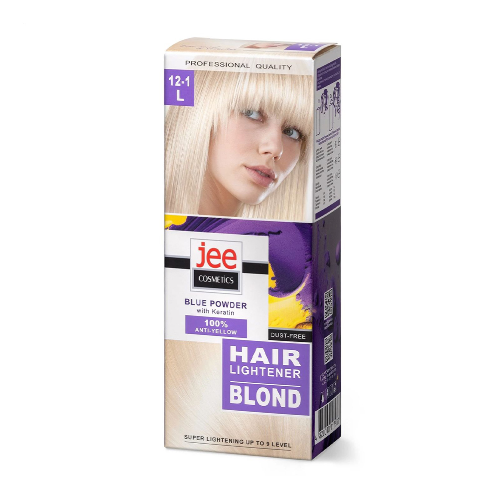 Засіб для освітлення волосся Jee Cosmetics Hair Lightener Blond 12-1L (пудра, 30 г + емульсія, 50 мл + маска-бальзам, 15 мл + рукавички, 1 пара)