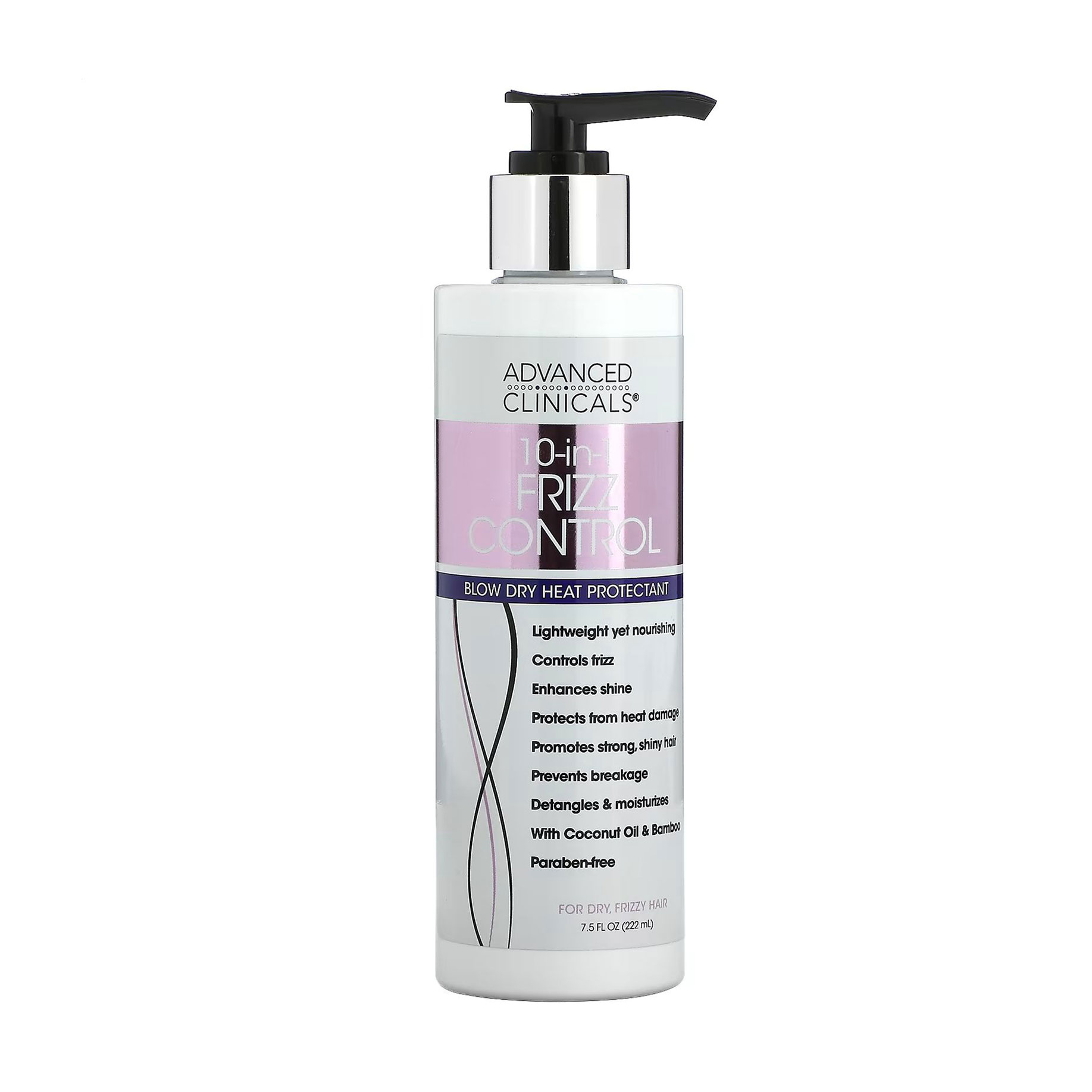 Засіб для волосся Advanced Clinicals 10-In-1 Frizz Control Blow Dry Heat Protectant, 222 мл