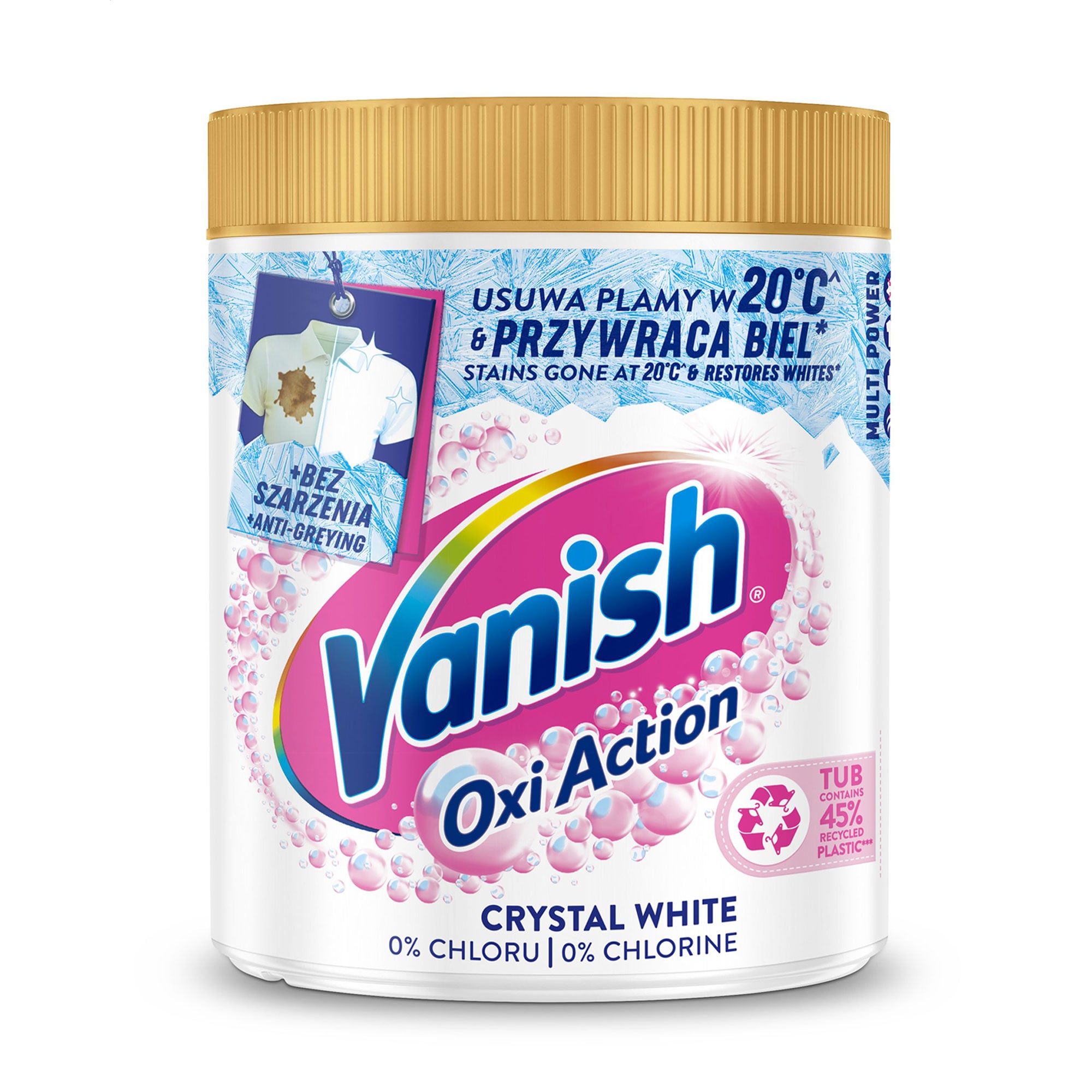 Засіб для видалення плям та вибілювач для тканин Vanish Oxi Action Crystal White, 970 г