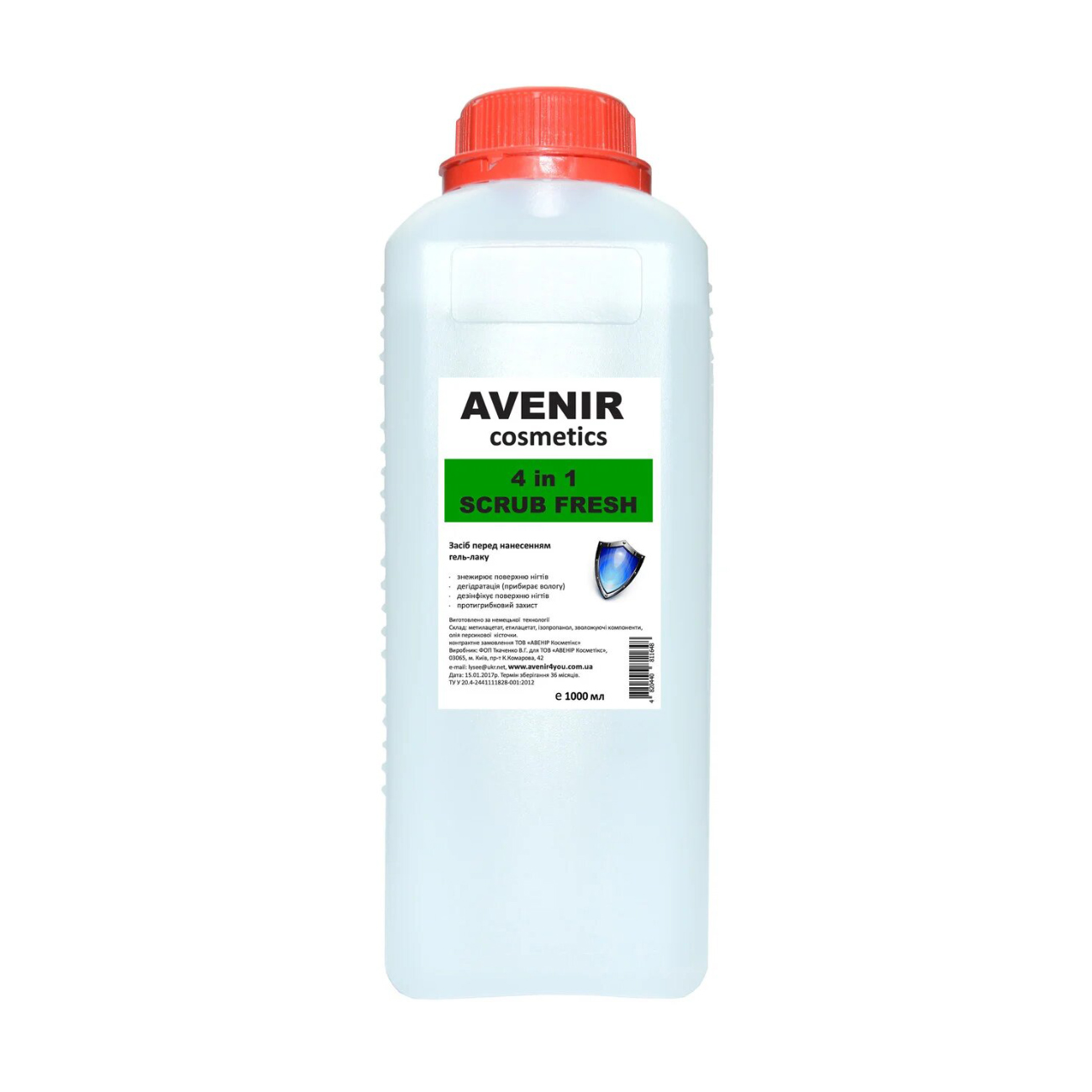 Засіб для знежирення нігтів Avenir Cosmetics 4 in 1 Scrub Fresh, 1 л