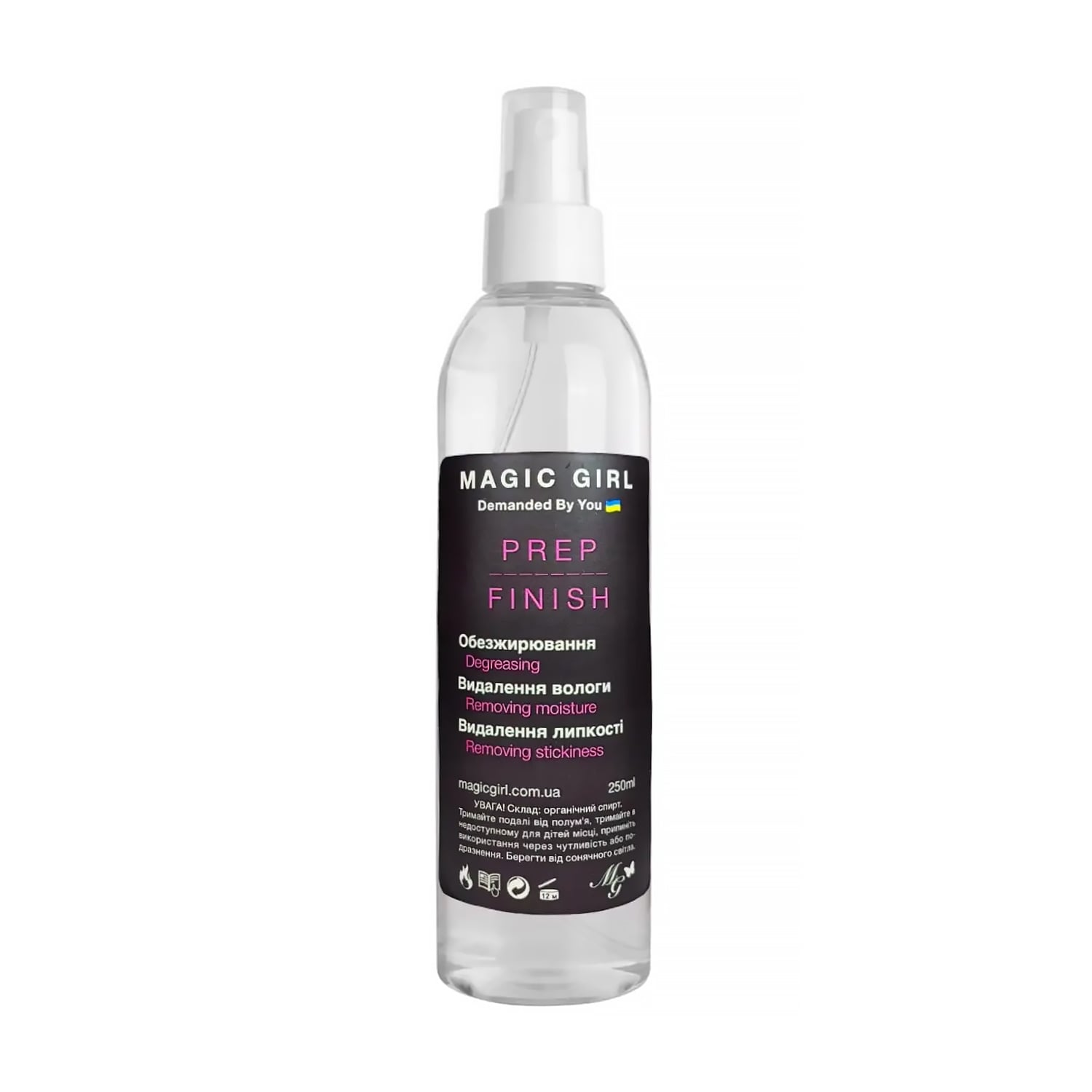 Засіб для знежирення та зняття липкості 3 в 1 Magic Girl Prep Finish, 250 мл