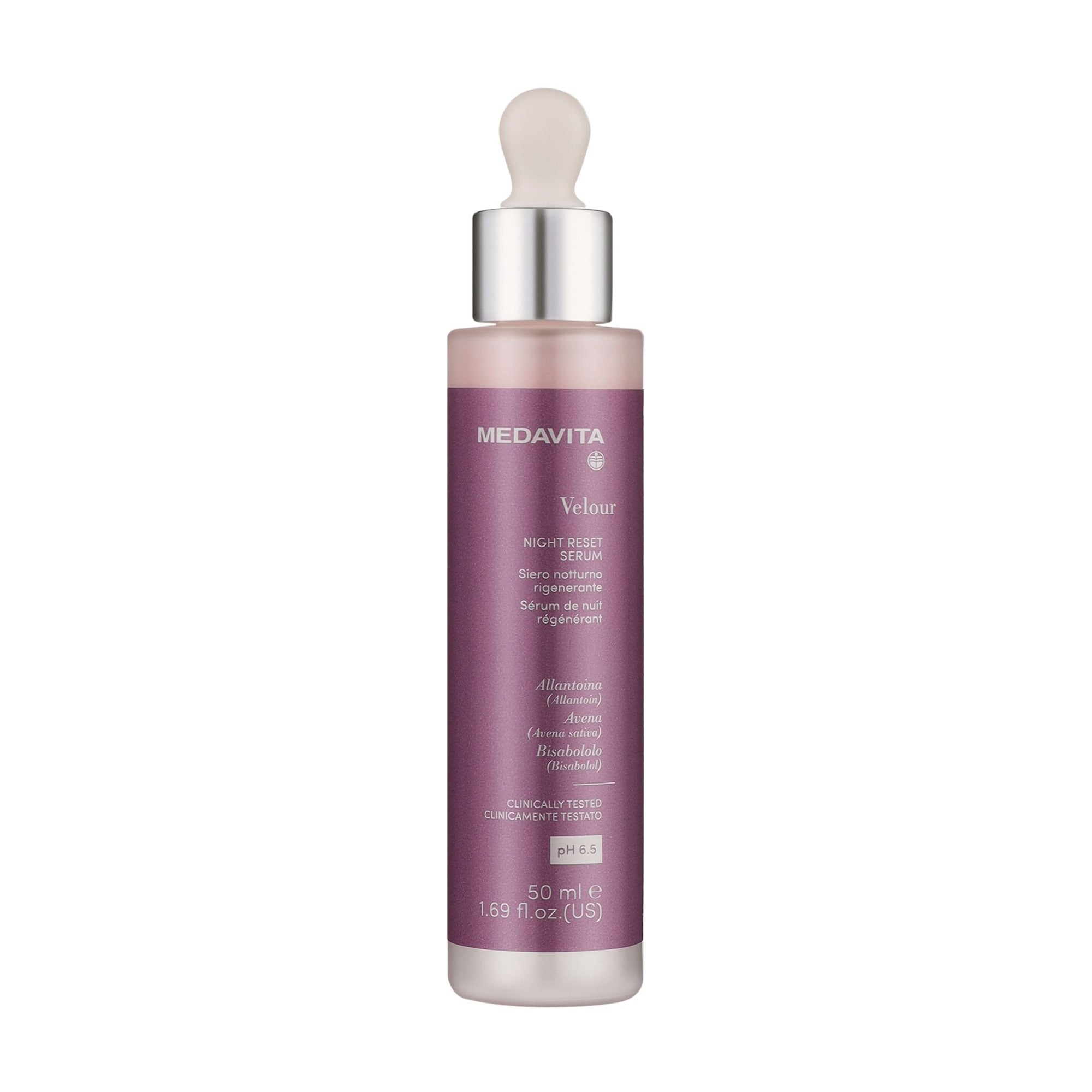 Заспокійлива нічна сироватка Medavita Velour Night Reset Serum pH 6.5 для чутливої шкіри голови та обличчя, 50 мл