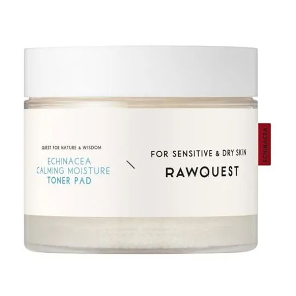 Заспокійливі зволожувальні тонер-пади Rawquest Echinacea Calming Moisture Toner Pad для сухої та чутливої шкіри обличчя, з ехінацеєю, 60 шт