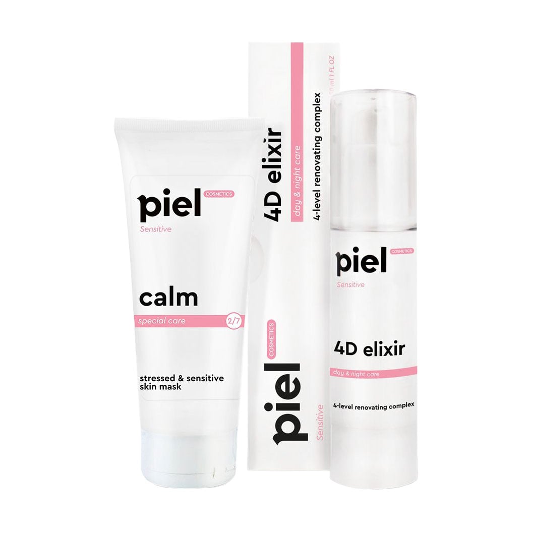 Заспокійливий комплекс для обличчя Piel Cosmetics для відновлення чутливої шкіри (маска, 75 мл + сироватка, 50 мл)