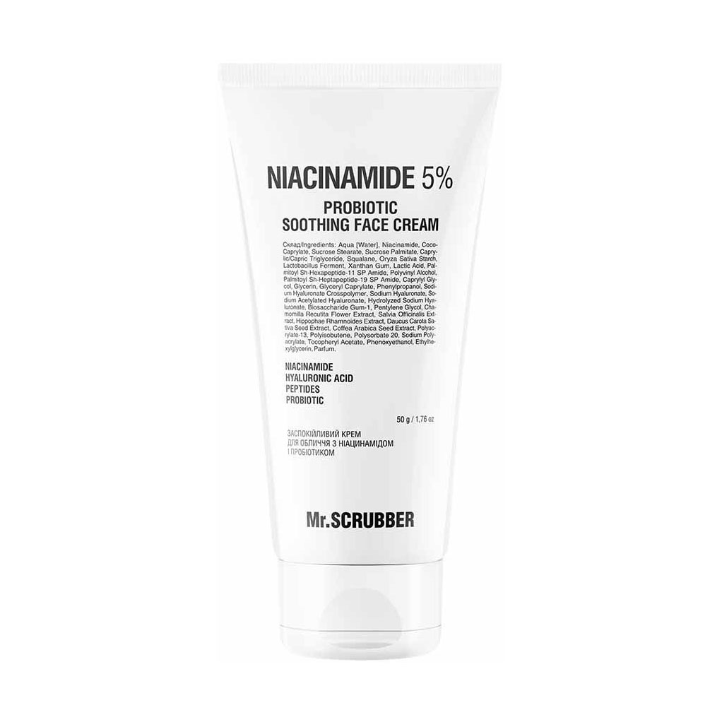 Заспокійливий крем для обличчя Mr.Scrubber Soothing Face Cream Niacinamide 5% з ніацинамідом і пробіотиком, 50 г
