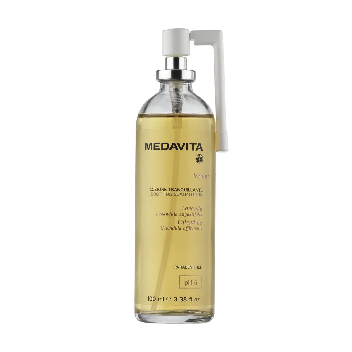 Заспокійливий лосьйон-спрей Medavita Velour Soothing Scalp Lotion Spray для чутливої шкіри голови, 100 мл
