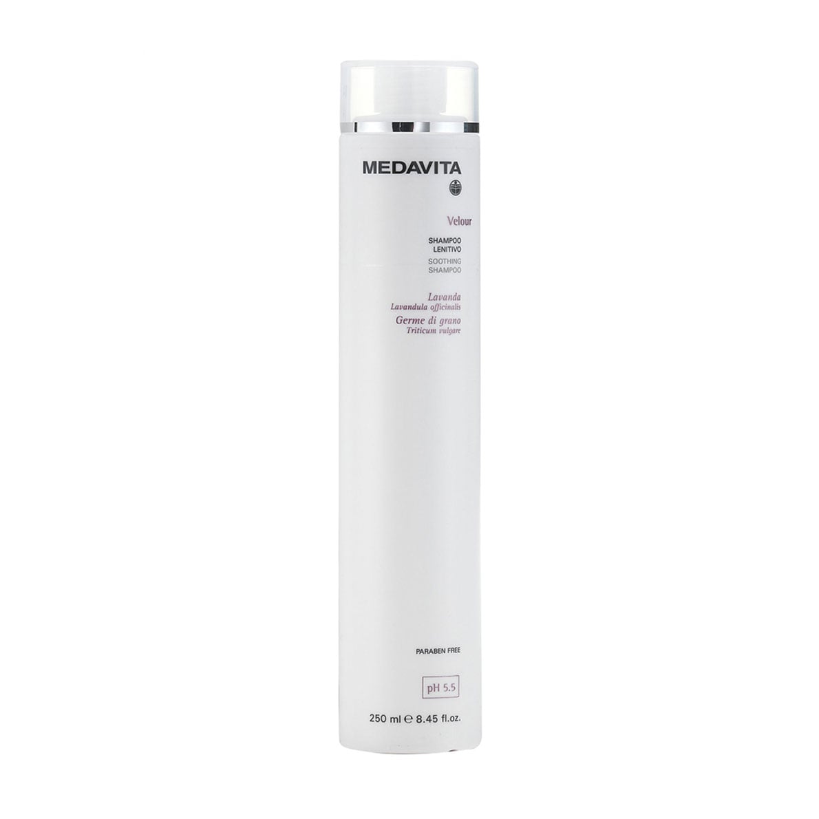 Заспокійливий шампунь Medavita Velour Soothing Shampoo для чутливої шкіри голови, 250 мл