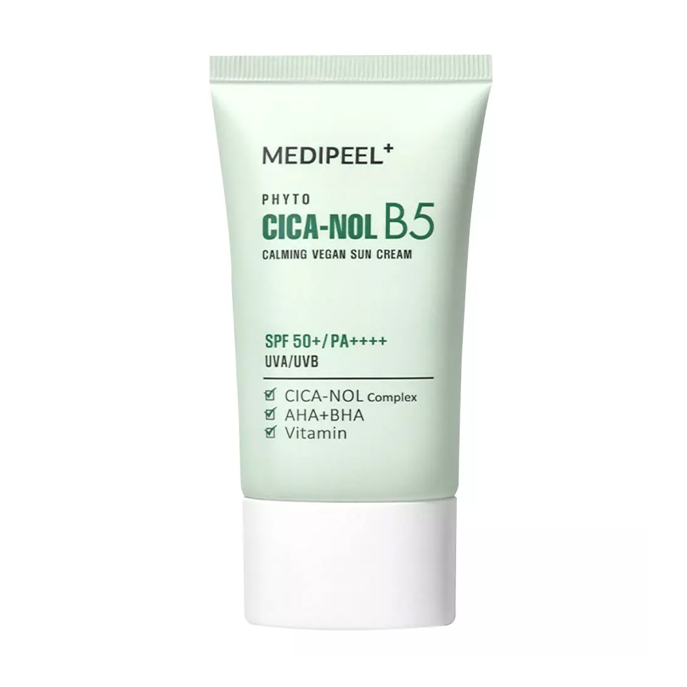 Заспокійливий сонцезахисний крем для обличчя Medi-Peel Phyto Cica Nol B5 Calming Vegan Sun Cream, SPF 50+ PA++++, з екстрактом центели, 50 мл