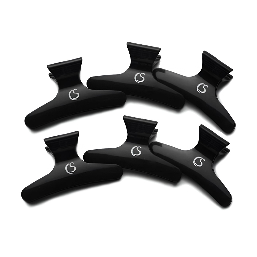 Затискачі для волосся Cosmo Shop пластикові крабики, чорні, 8*4.5 см, 6 шт (CS78B)