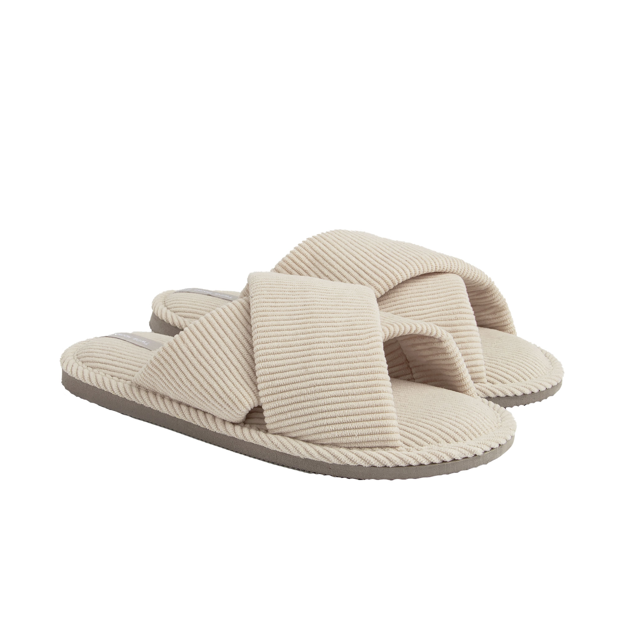 Жіночі домашні капці Twins HS-VL вельвет Х, молочні, розмір 38-39 (25 см)