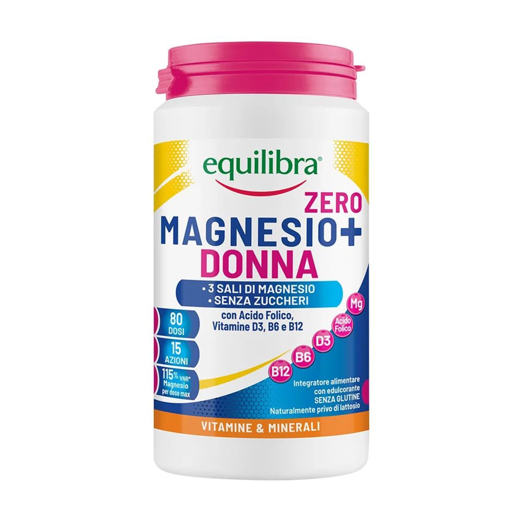 Жіночий магній equilibra Magnesio+ Donna Zero з вітамінами та фолієвою кислотою, в порошку, 200 г