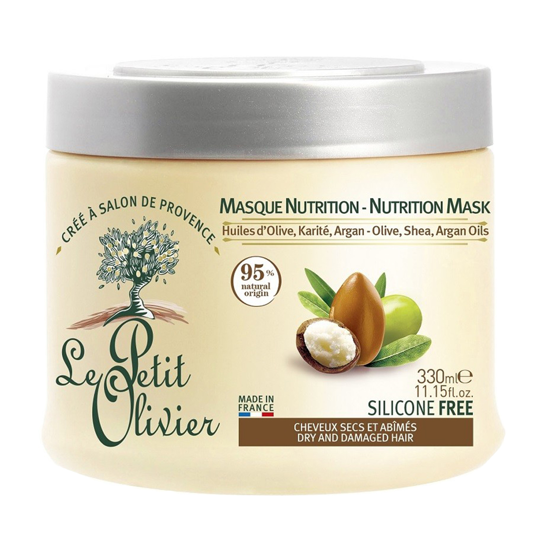Живильна маска Le Petit Olivier Olive, Shea, Argan Oils Nutrition Mask для сухого та пошкодженого  волосся, 330 мл