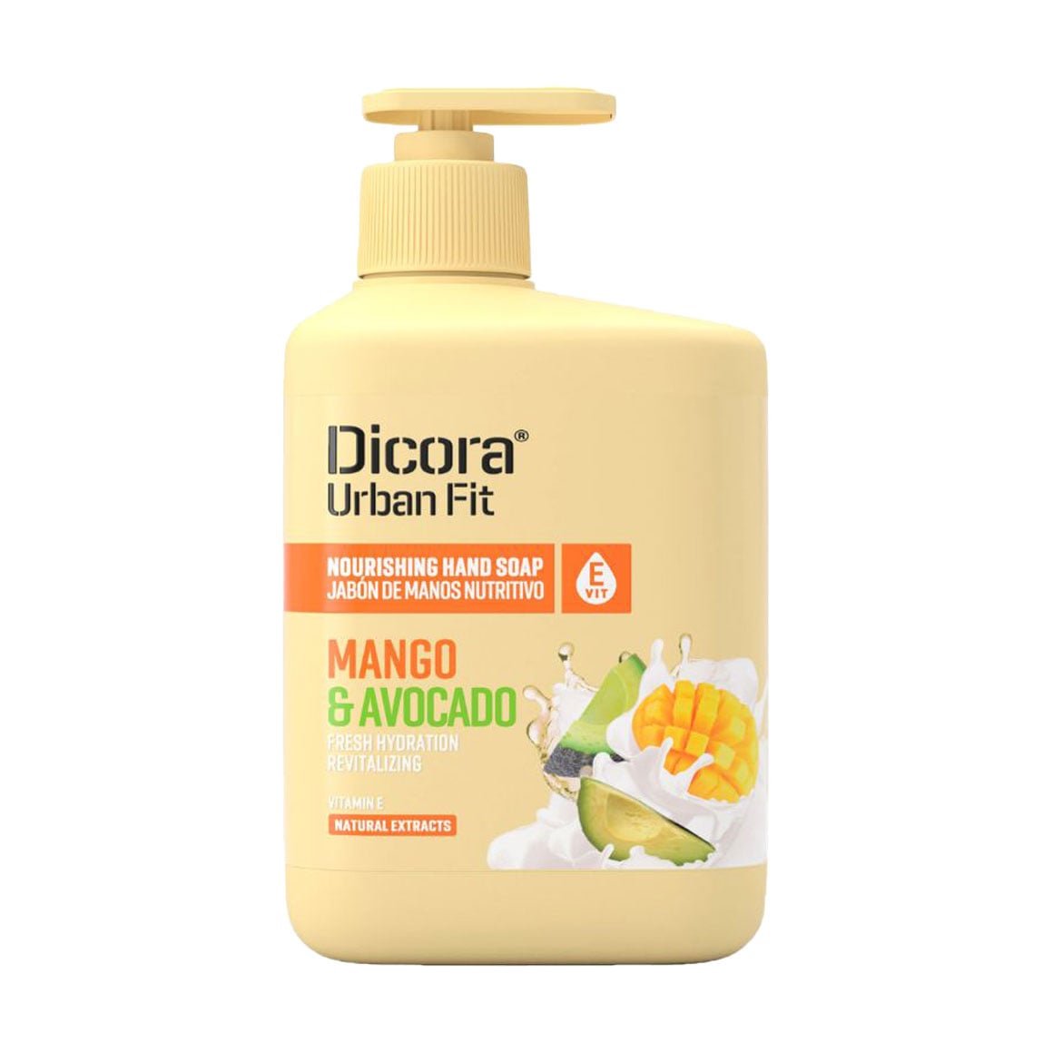 Живильне мило для рук Dicora Urban Fit Nourishing Hand Soap Манго та авокадо, з вітаміном Е, 500 мл