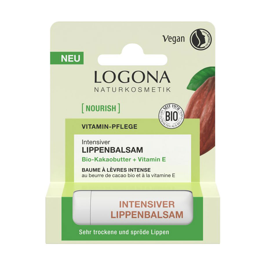 Живильний біо-бальзам для губ Logona Lip Balm Какао, 4.6 г