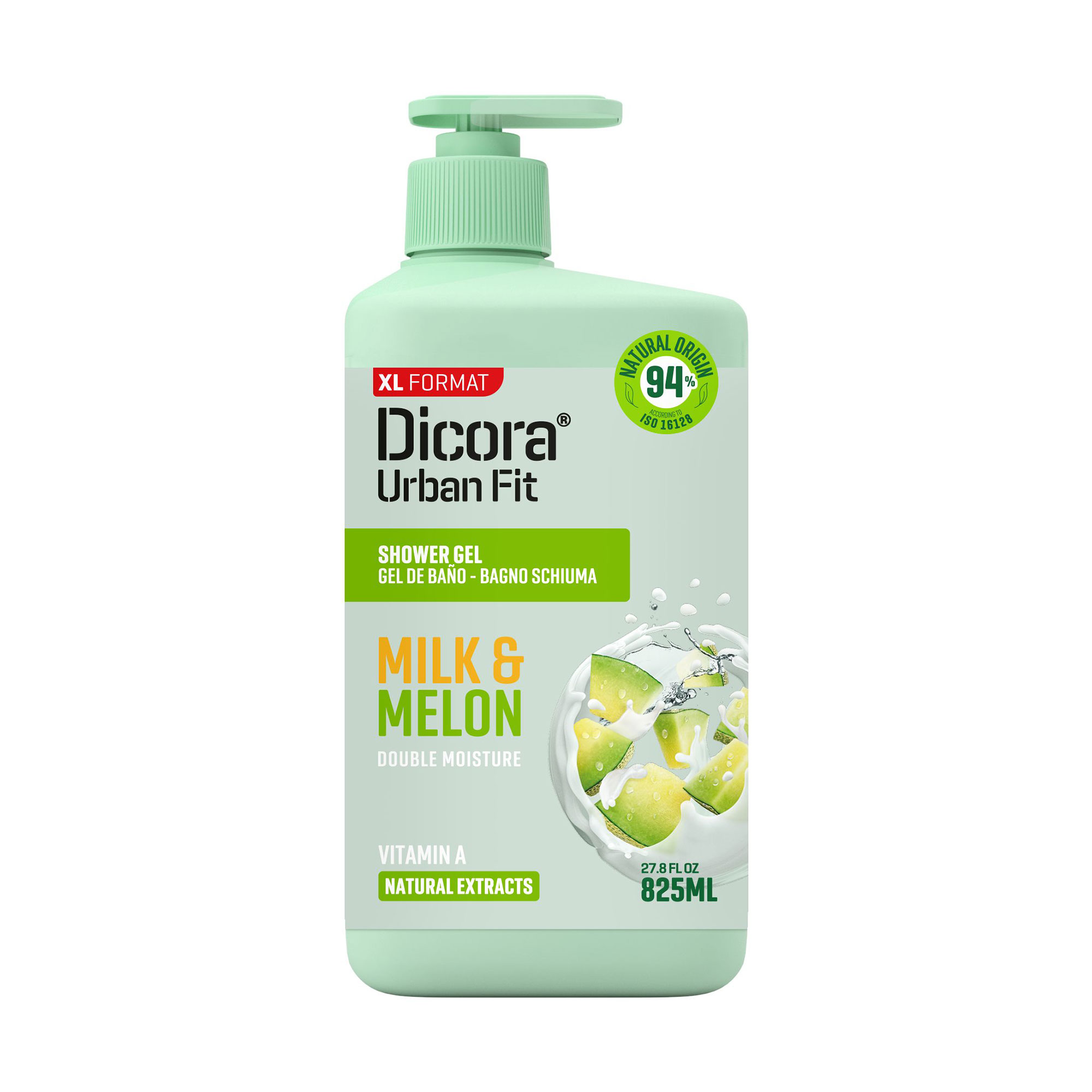 Живильний гель для душу Dicora Urban Fit Молоко та диня, з вітаміном А, 825 мл