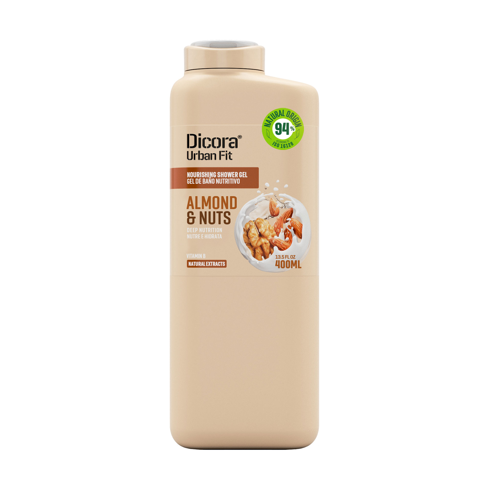 Живильний гель для душу Dicora Urban Fit Мигдаль та горіхи, з вітаміном В, 400 мл
