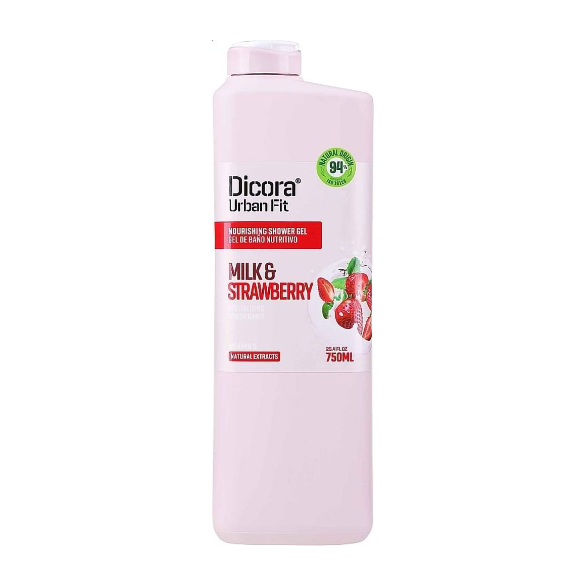 Живильний гель для душу Dicora Urban Fit Nourishing Shower Gel Молоко та полуниця, з вітаміном В, 750 мл