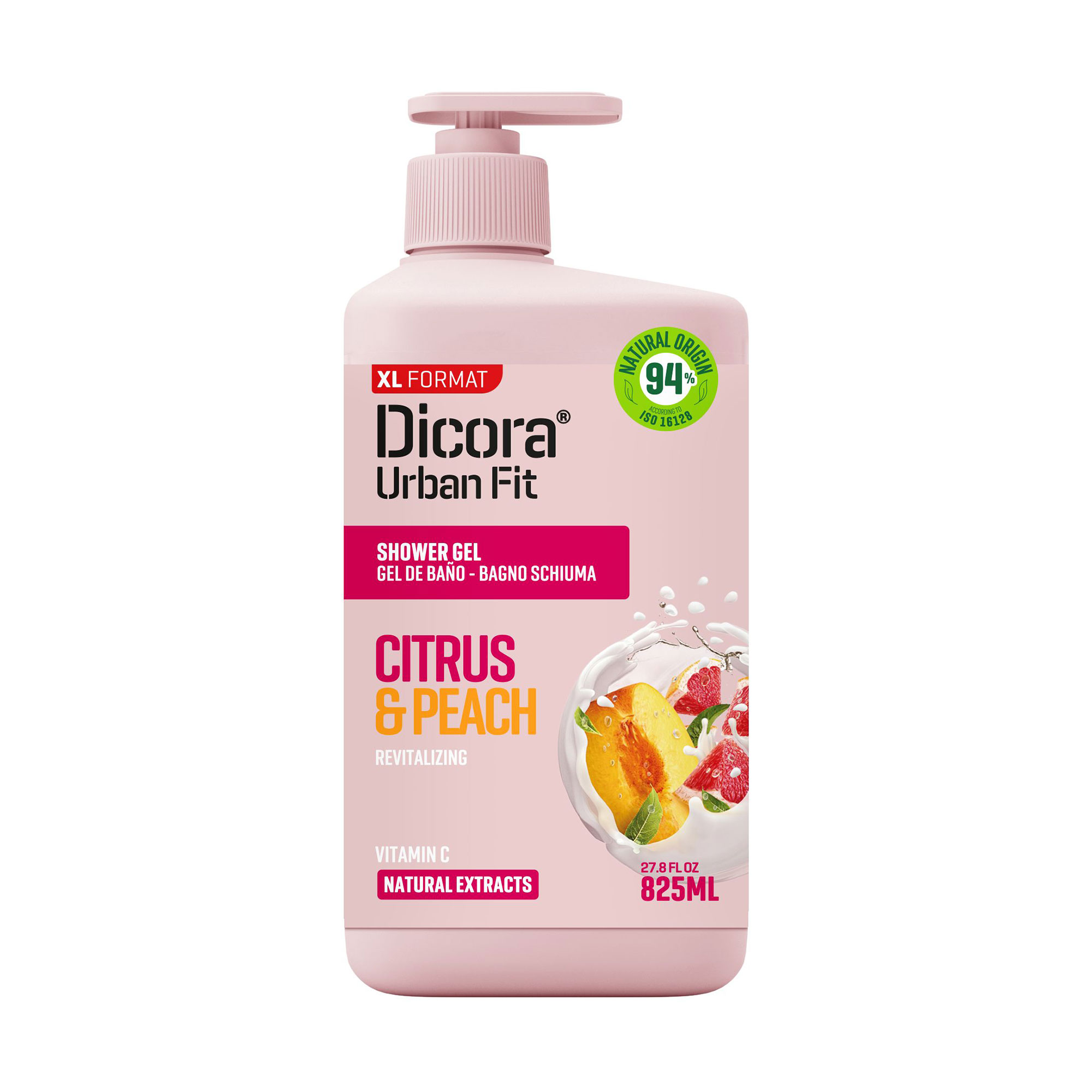Живильний гель для душу Dicora Urban Fit Цитрус та персик, з вітаміном С, 825 мл