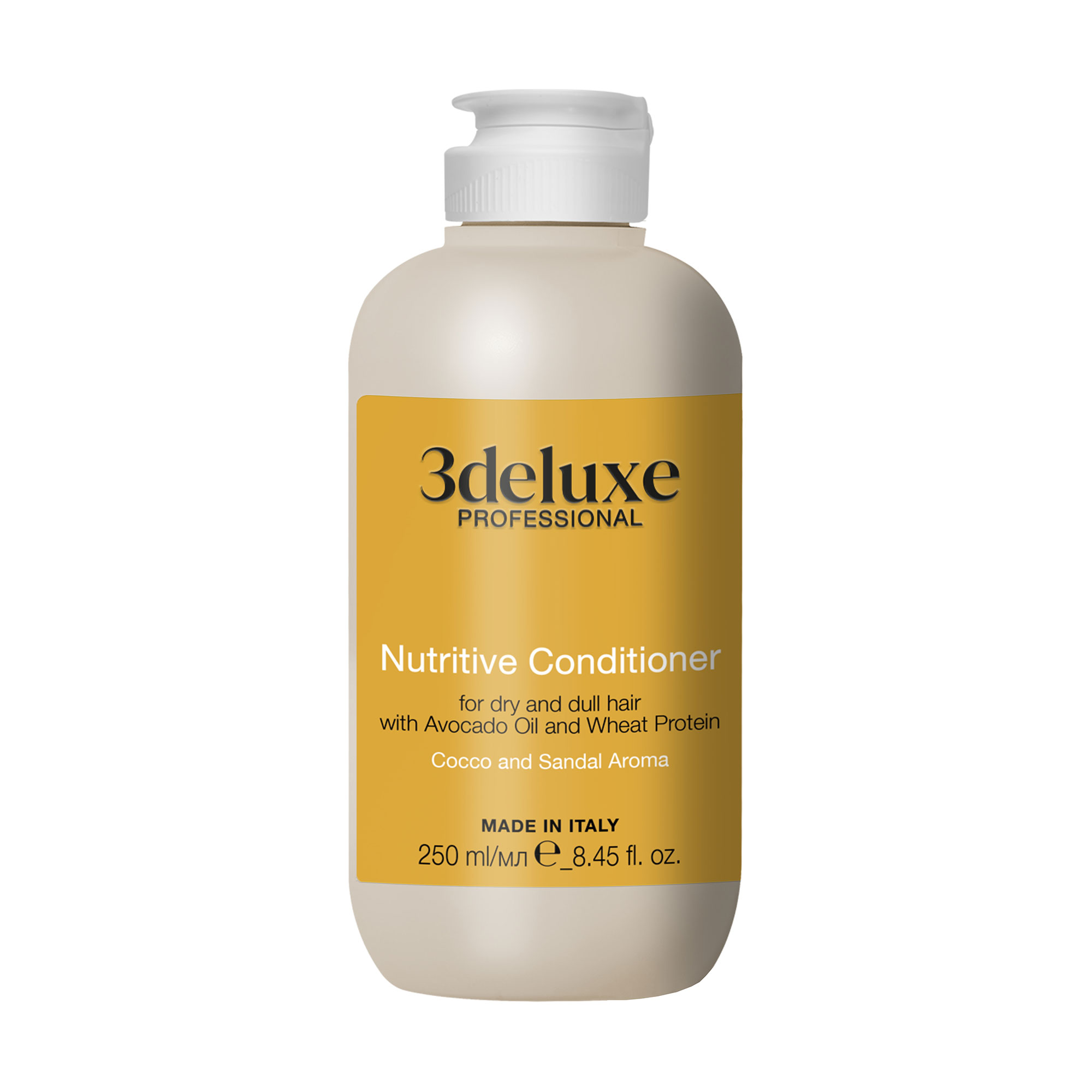 Живильний кондиціонер 3DeLuXe Nutritive Conditioner для сухого та тьмяного волосся, з олією авокадо та протеїнами пшениці, 250 мл