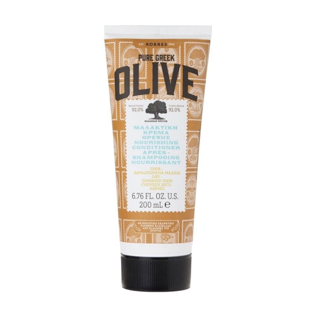Живильний кондиціонер Korres Pure Greek Olive Nourishing Conditioner для сухого та пошкодженого волосся, з оливковою олією, 200 мл