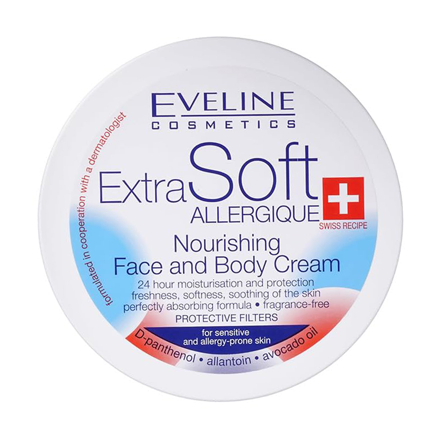 Живильний крем для обличчя та тіла Eveline EXTRA SOFT Універсальний для чутливої шкіри, 200 мл