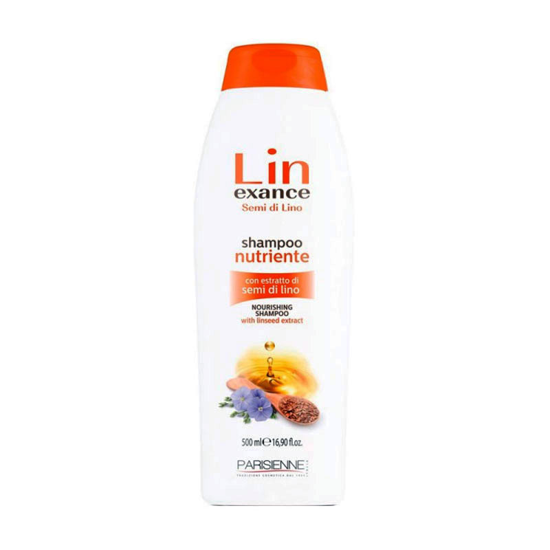 Живильний шампунь для волосся Parisienne Lin Exance Semi di Lino Nutriente Shampoo з екстрактом насіння льону, 500 мл