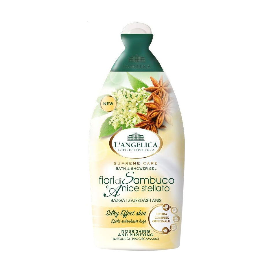 Живильний та очищувальний гель для душу та ванни L’angelica Supreme Care Bath &amp; Shower Gel з бузиною та анісом, 500 мл