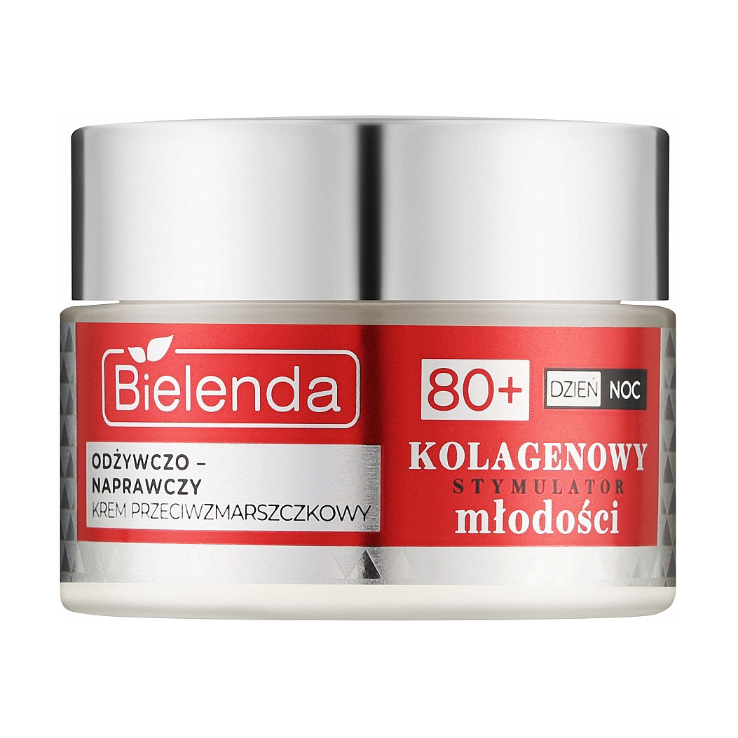 Живильний та відновлювальний крем для обличчя Bielenda Collagen Youth Stimulator Cream 80+ проти зморщок, 50 мл