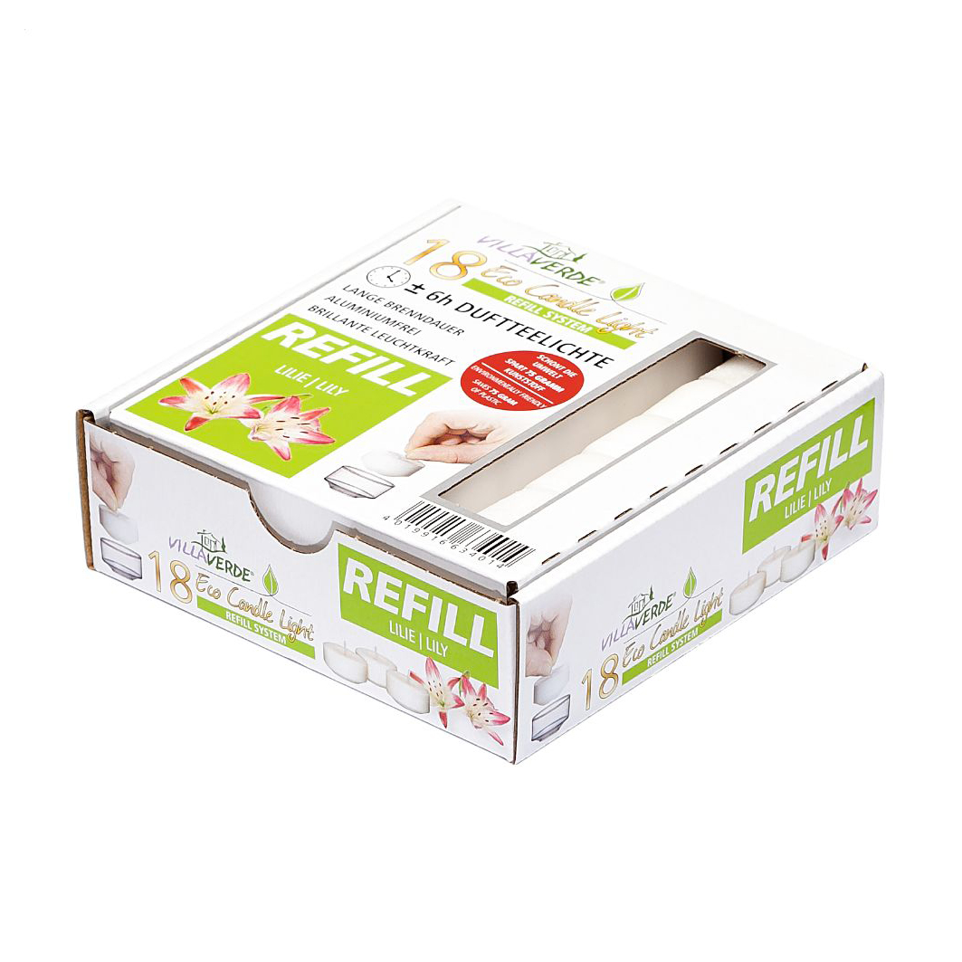 Змінні ароматичні чайні свічки Villa Verde Eco Candle Light Refill System Lilly, 18 шт