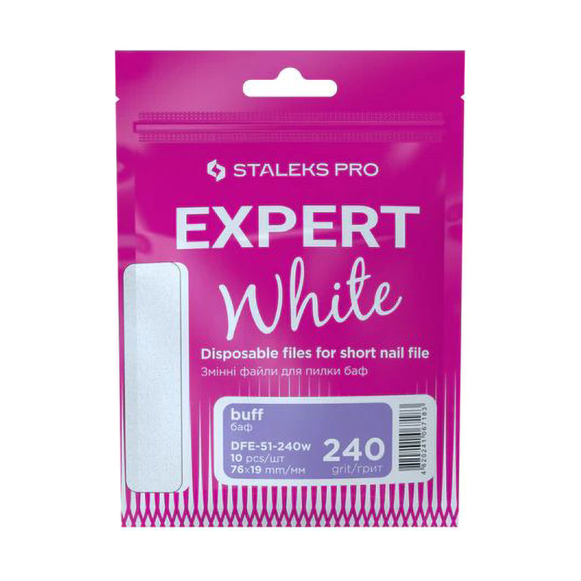 Змінні файли для пилки короткої Staleks PRO Expert 51 білі, 240 грит, 10 шт (DFE-51-240w)