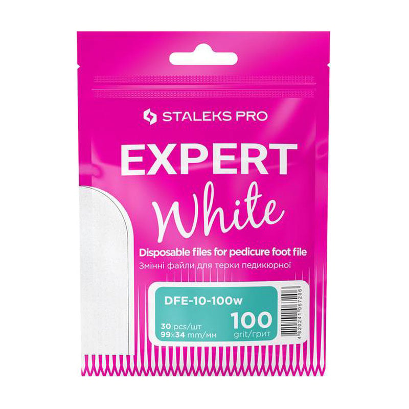 Змінні файли для терки педикюрної Staleks PRO Expert 10 білі, 100 грит, 30 шт (DFE-10-100w)