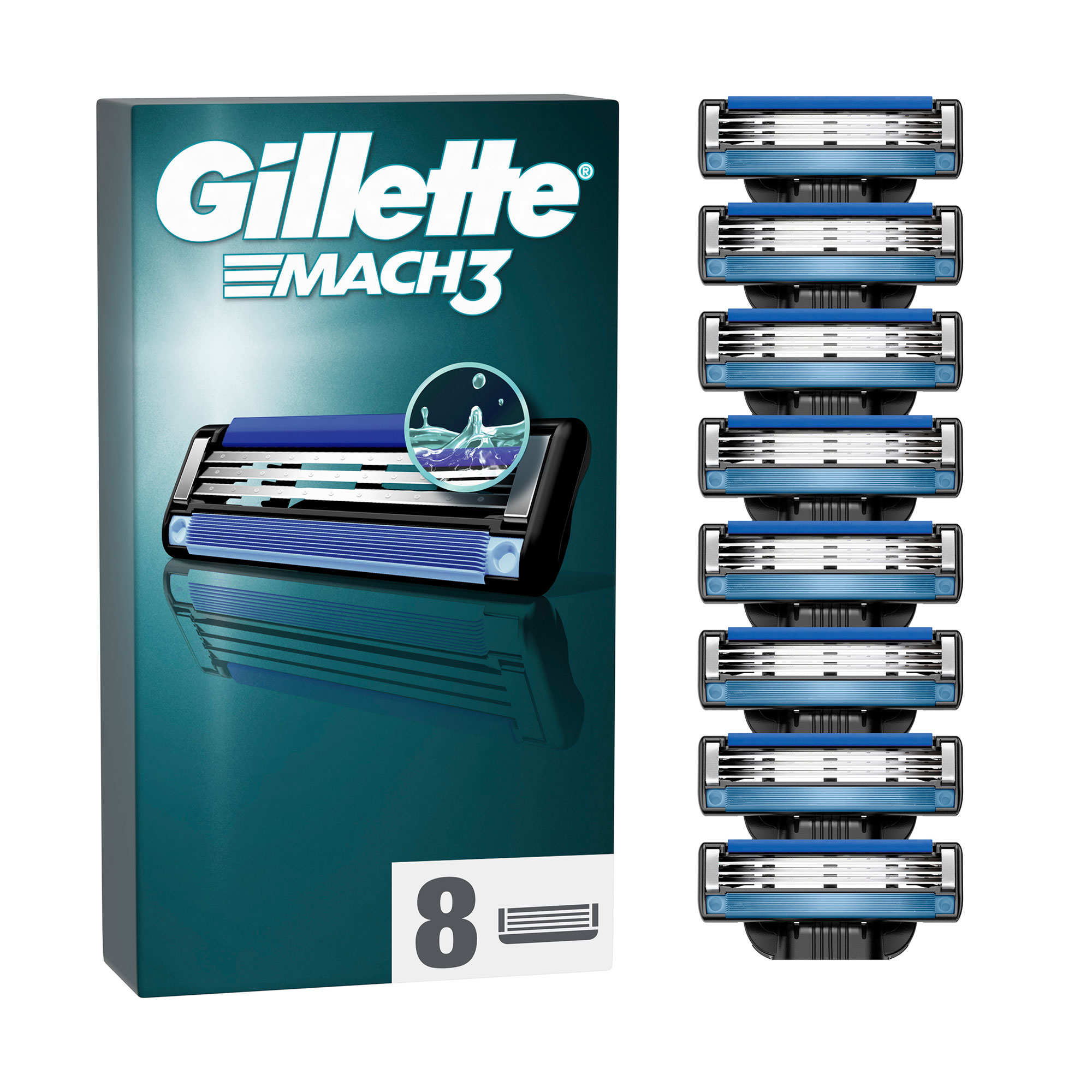 Змінні картриджі для гоління чоловічі (леза) Gillette Mach3, 8 шт