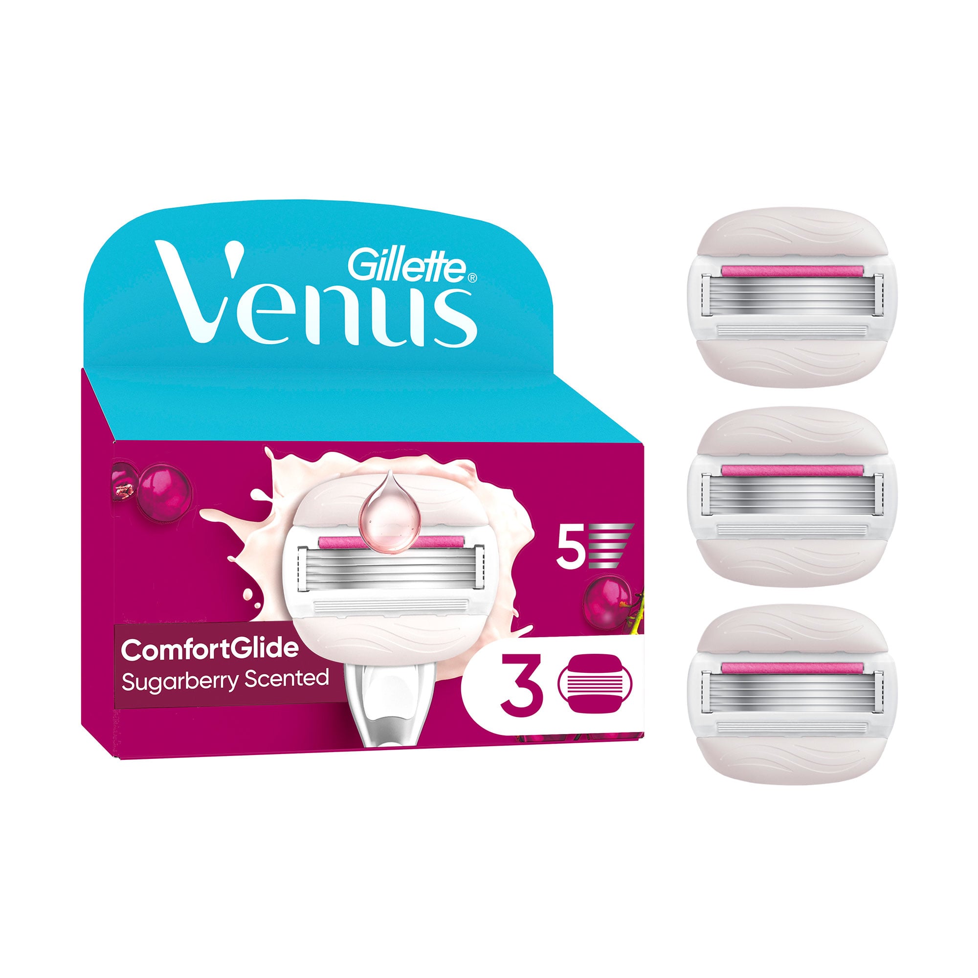 Змінні картриджі для гоління жіночі (леза) Gillette Venus Comfortglide Olay Sugarberry, 3 шт
