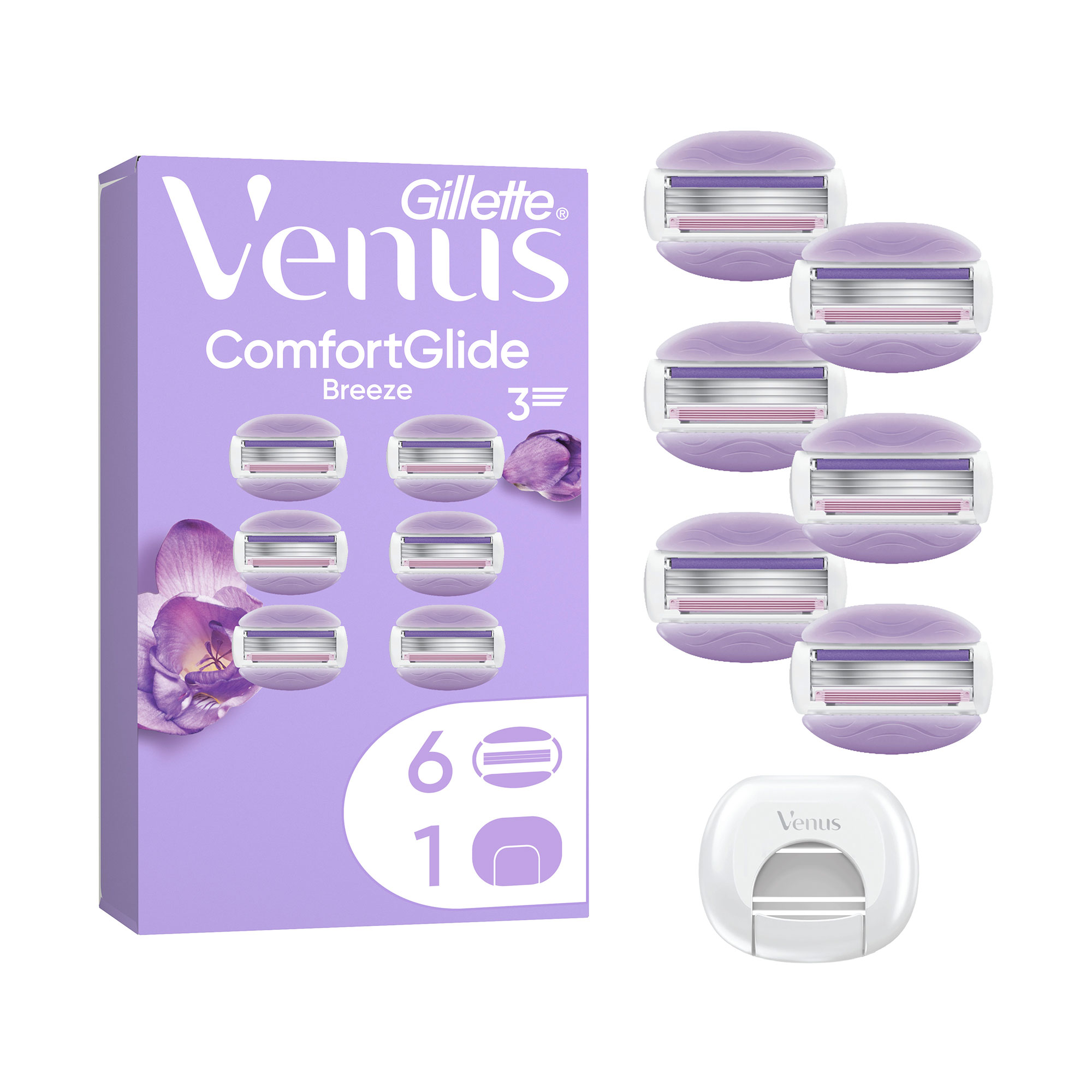 Змінні касети для гоління Gillette Venus Comfort Glide Breeze з чохлом, 6 шт