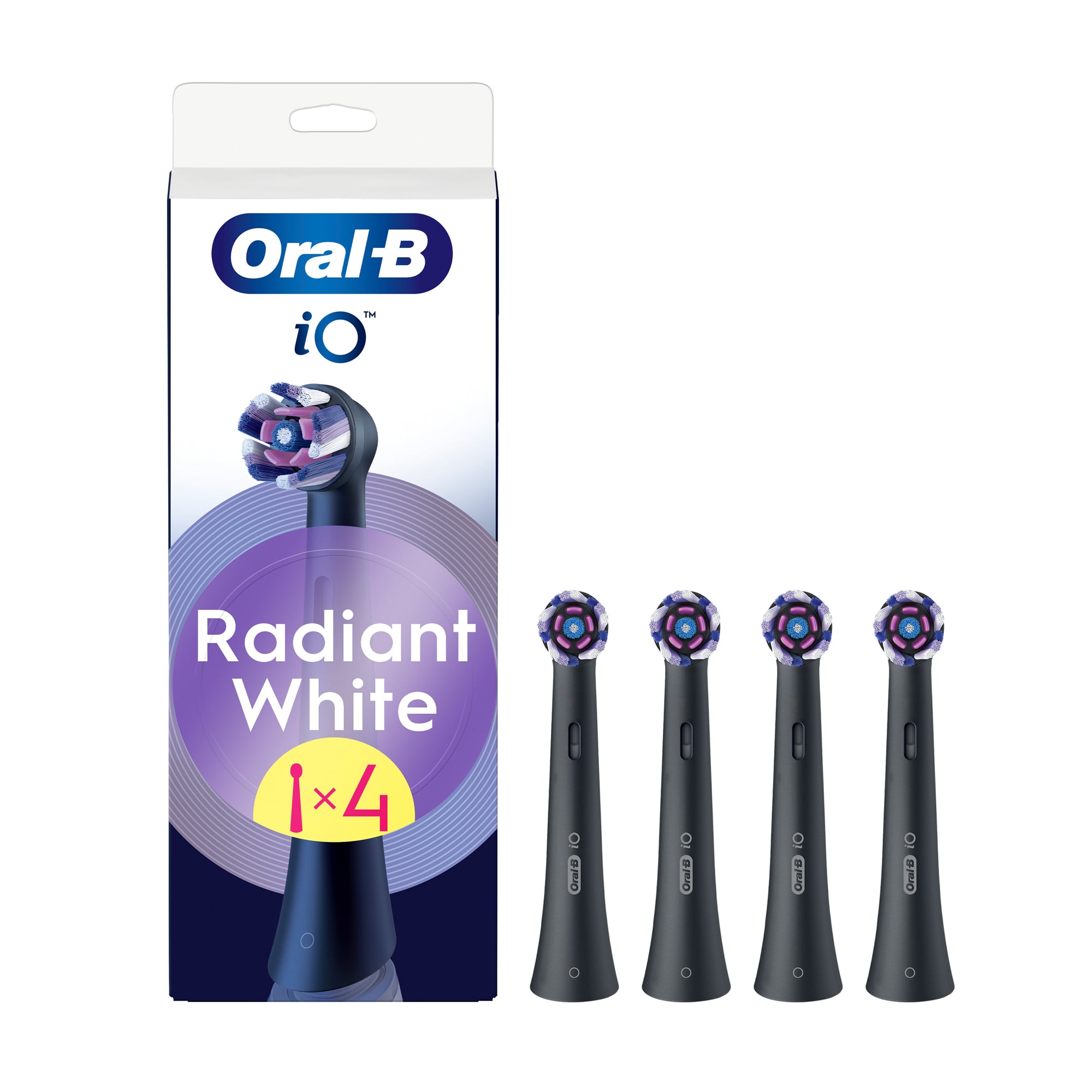 Змінні насадки для електричної зубної щітки Oral-B iO Radiant White Блискуче відбілювання, чорні, 4 шт