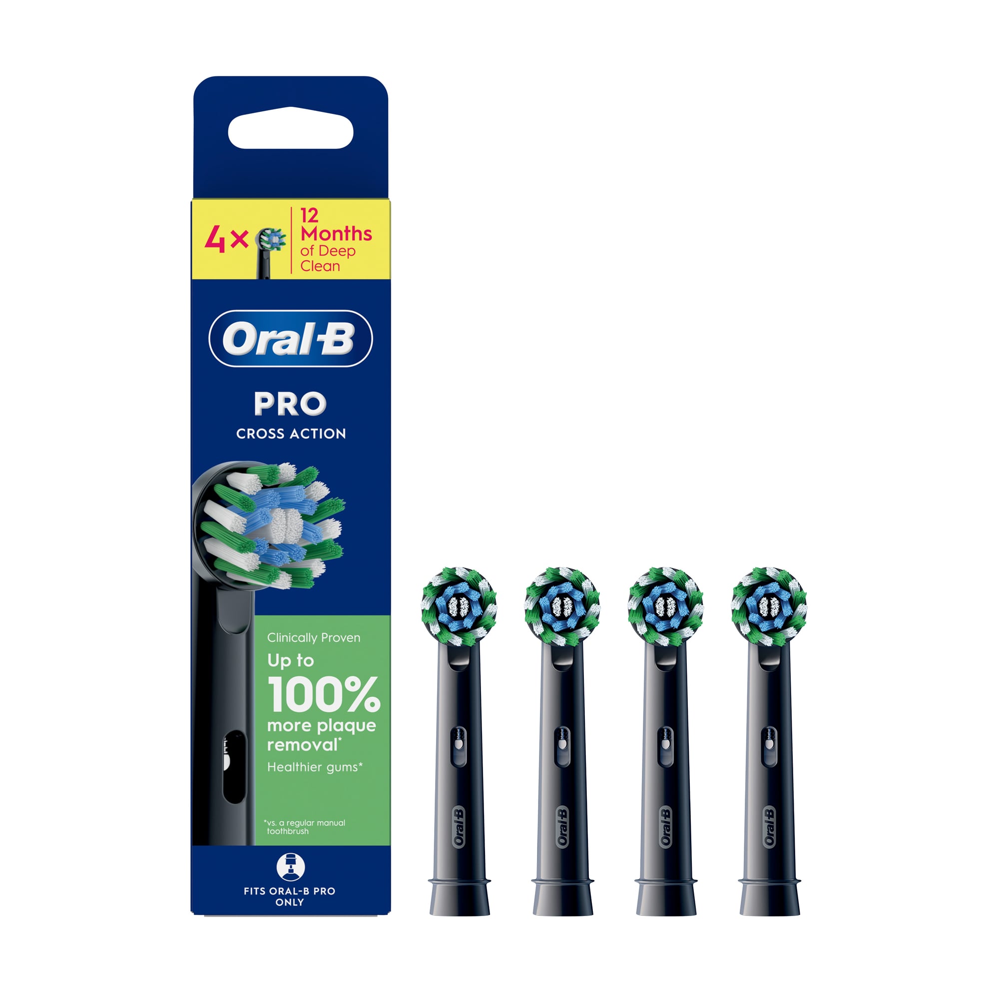 Змінні насадки для електричної зубної щітки Oral-B Pro Cross Action Black, 4 шт