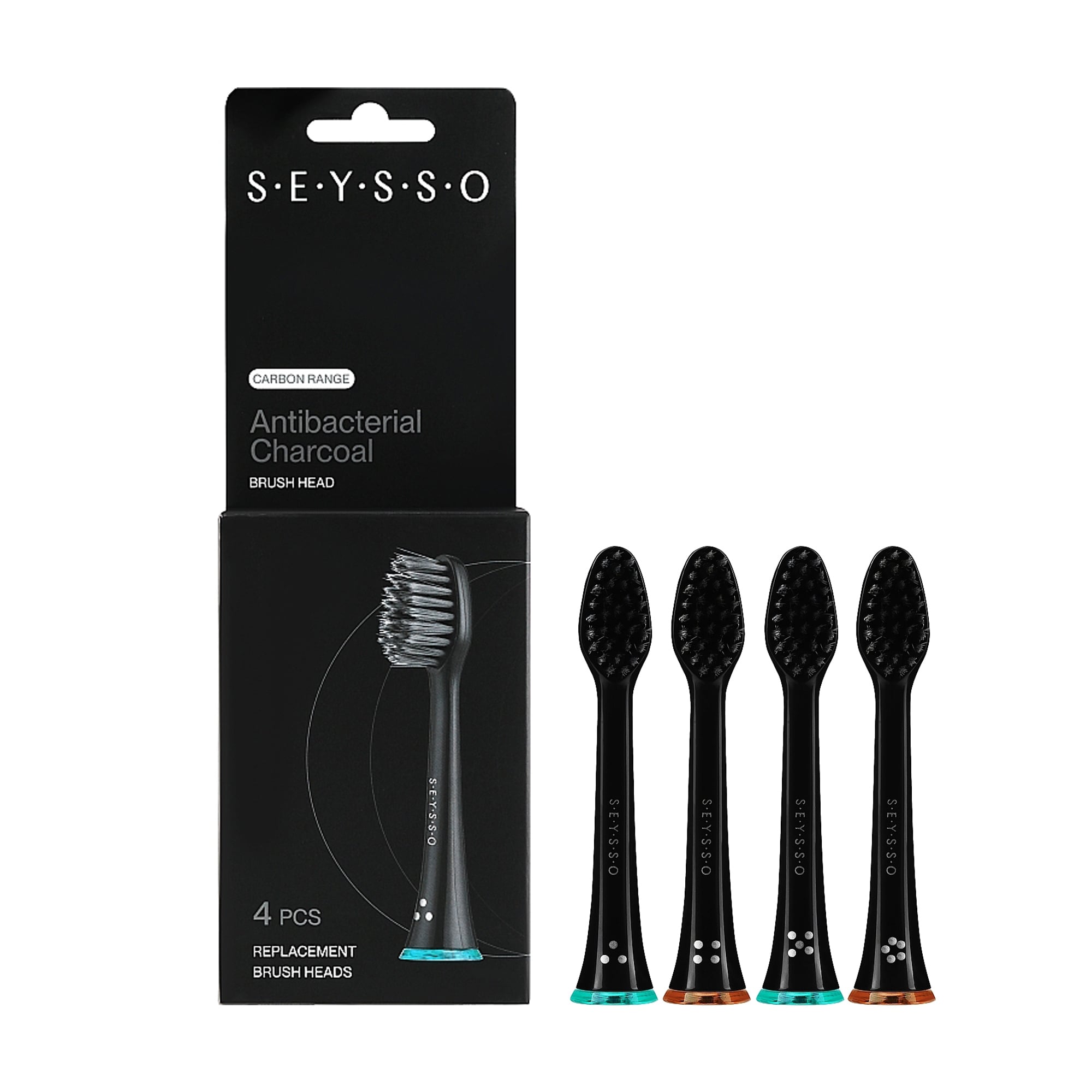 Змінні насадки для електричної зубної щітки Seysso Carbon Antibacterial Charcoal, 4 шт