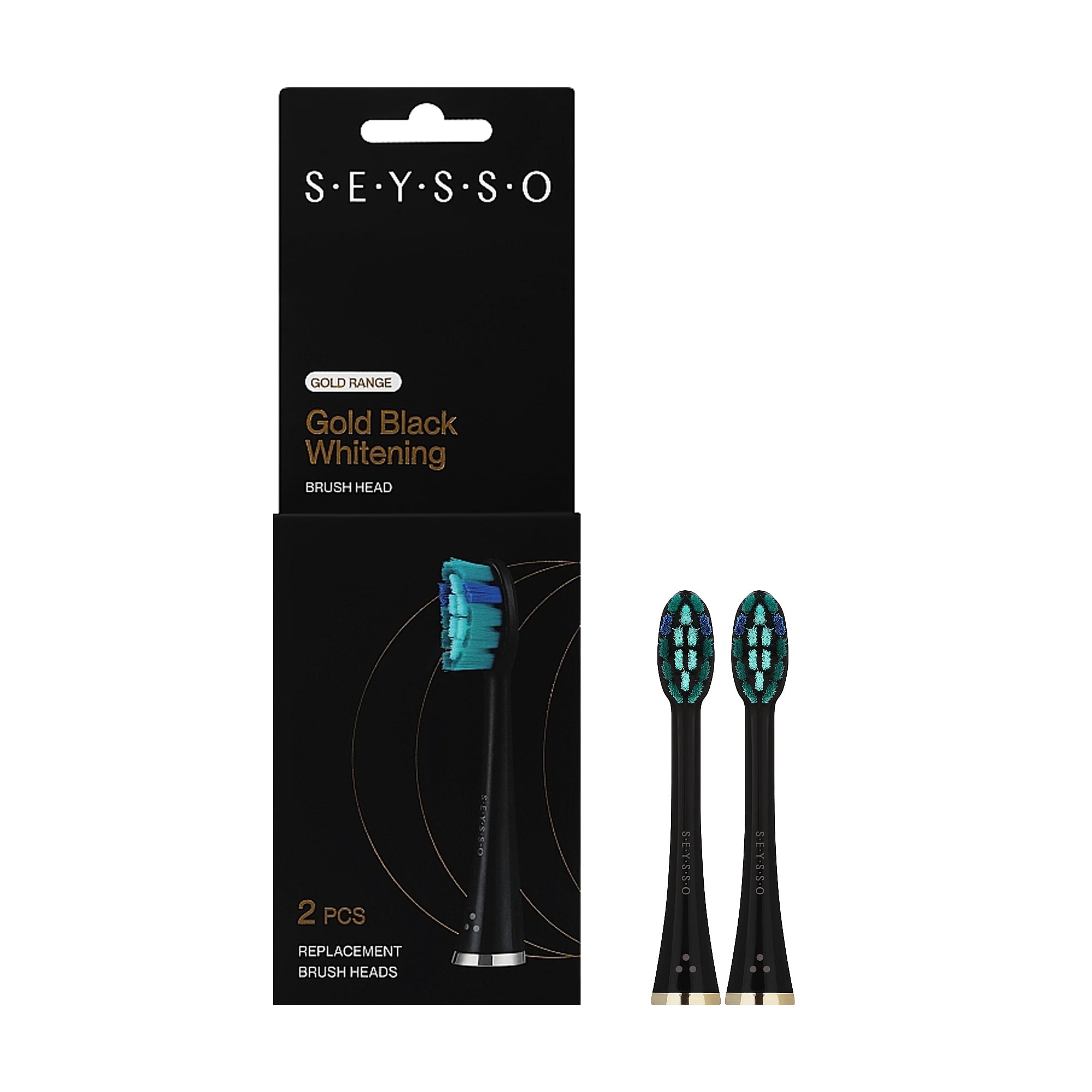 Змінні насадки для електричної зубної щітки Seysso Gold Whitening Black, 2 шт