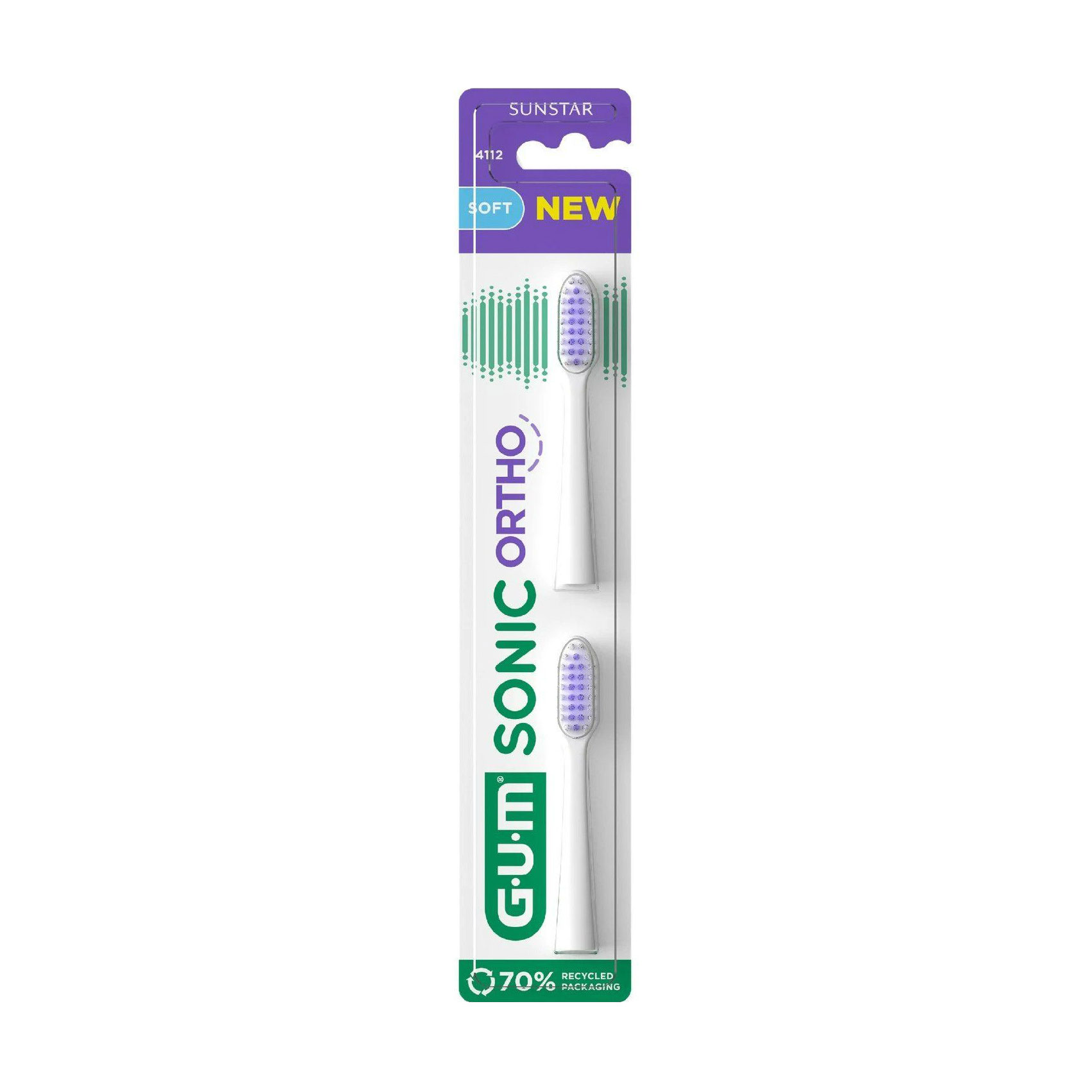 Змінні щітки стандартні GUM Sonic Toothbrush Refills для електричної зубної щітки Sonic Ortho, 2 шт