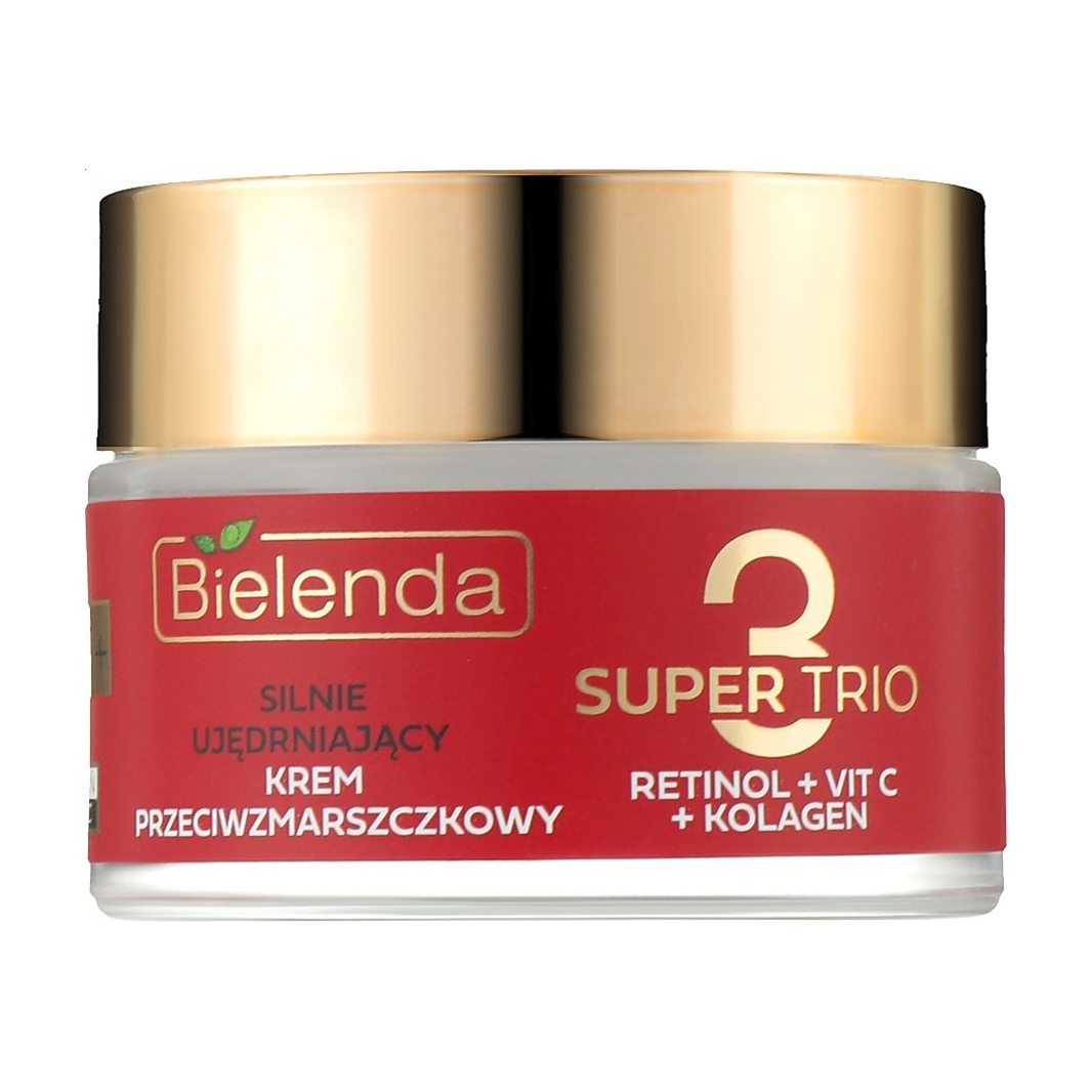 Зміцнювальний крем для обличчя Bielenda Super Trio Retinol + Vit C + Kolagen 50+ проти зморщок, 50 мл