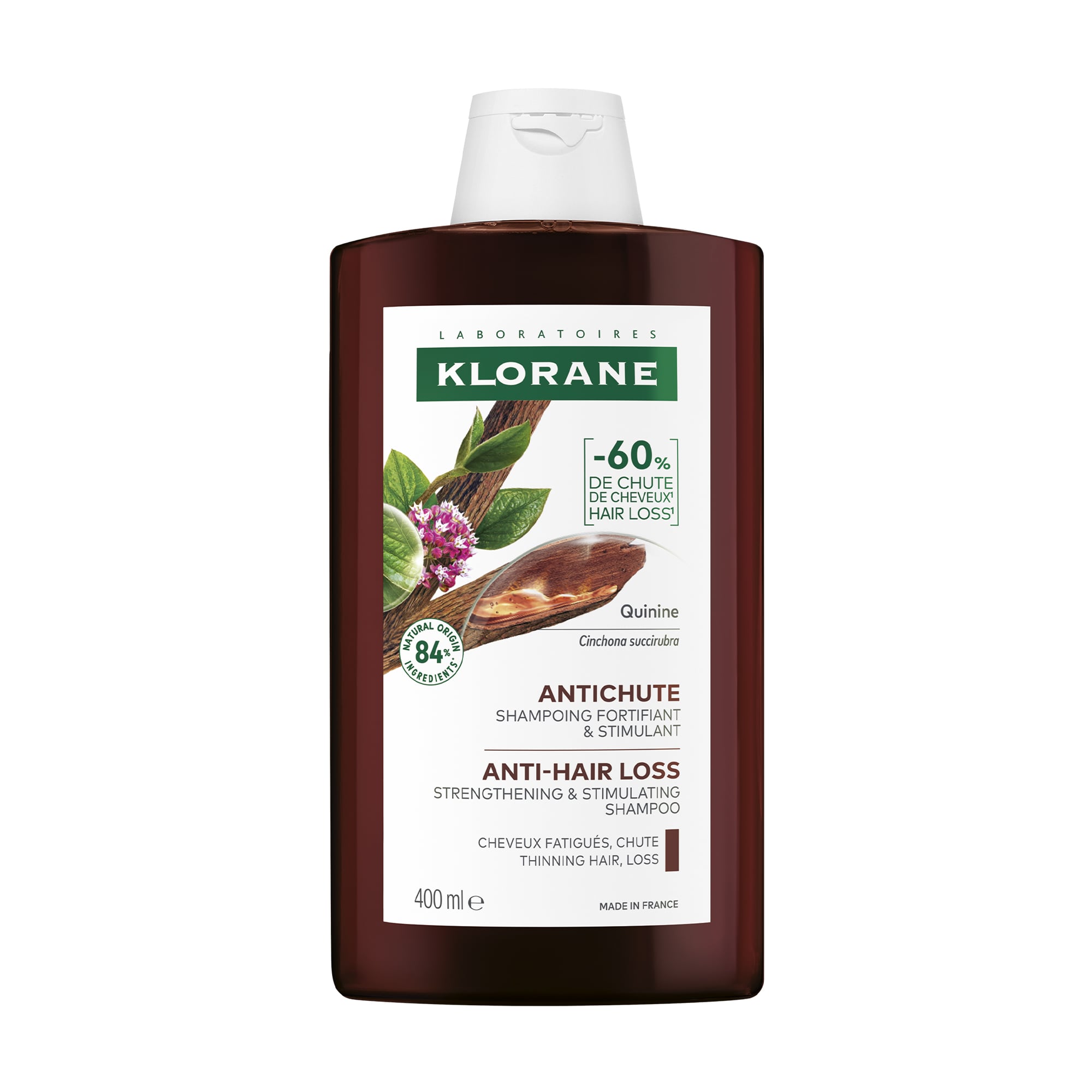 Зміцнювальний шампунь для волосся Klorane Shampoo with Quinine and Organic Edelweiss з хініном та органічним едельвейсом, 400 мл
