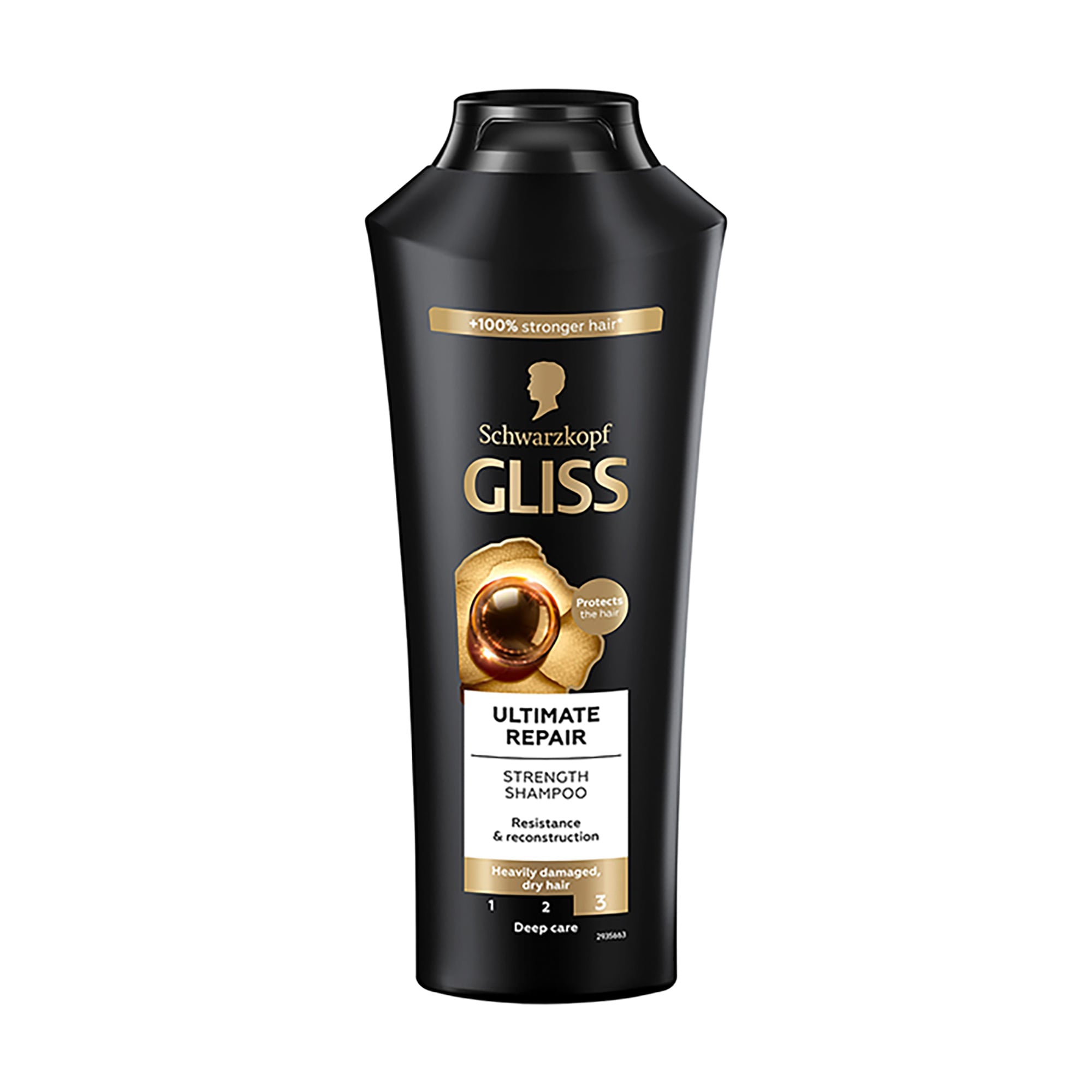 Зміцнювальний шампунь Gliss Ultimate Repair Стійкість та блиск, для сильно пошкодженого та сухого волосся, 400 мл