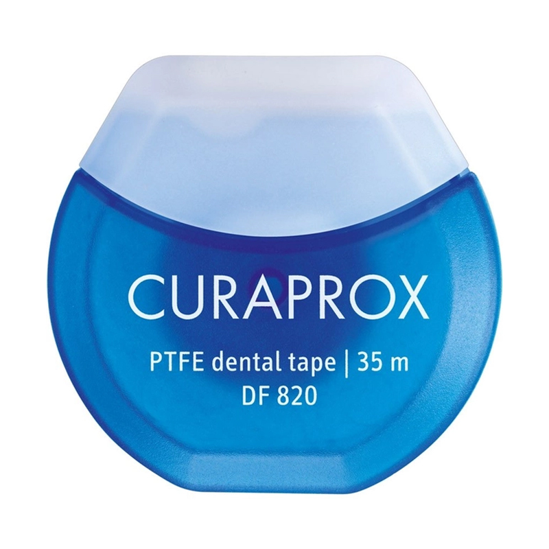 Зубна нитка Curaprox PTFE Dental Tape DF 820, тефлонова з хлоргексидином, 35 м